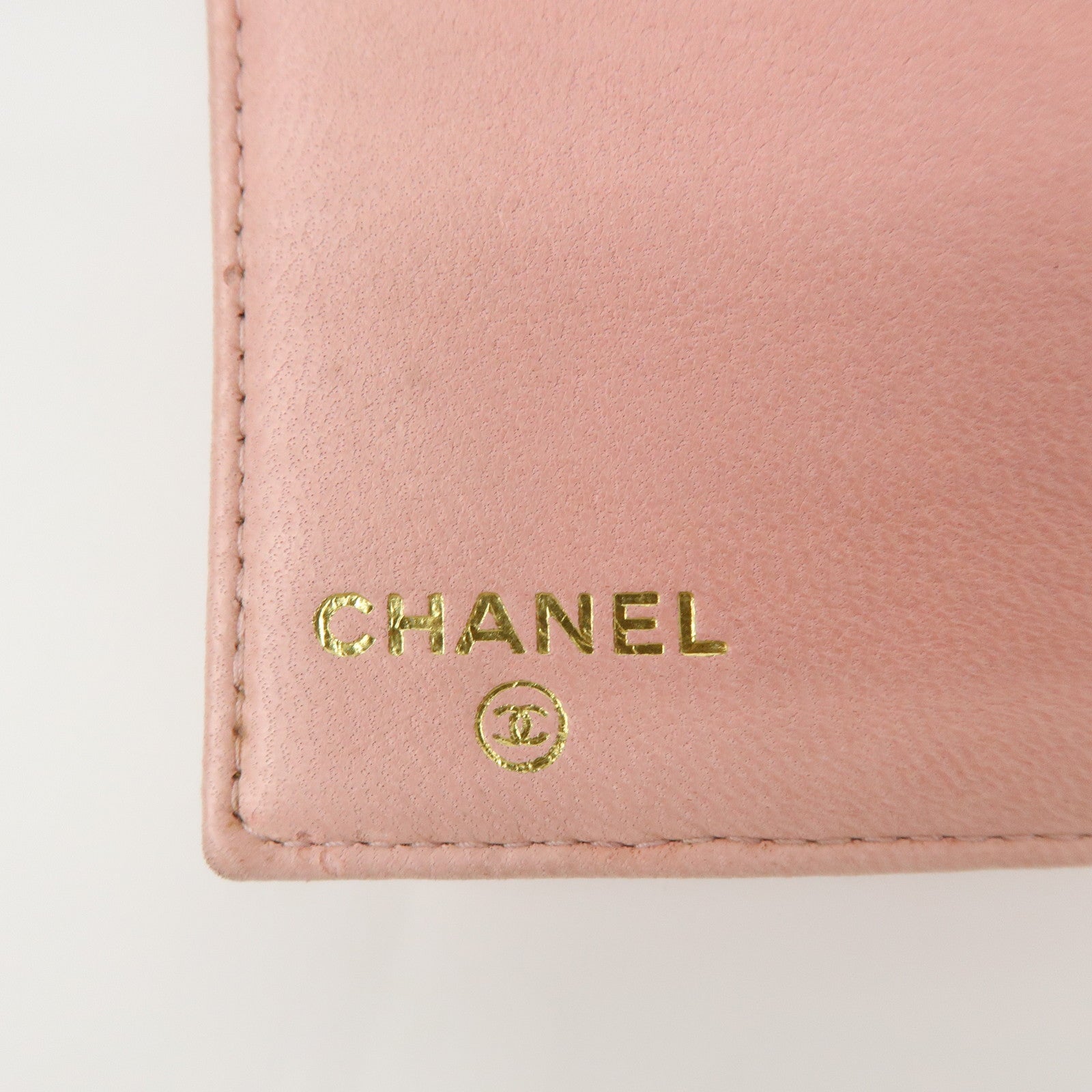 CHANEL COCO Mark Caviarskin Bi-fold Long Wallet Pink A13498