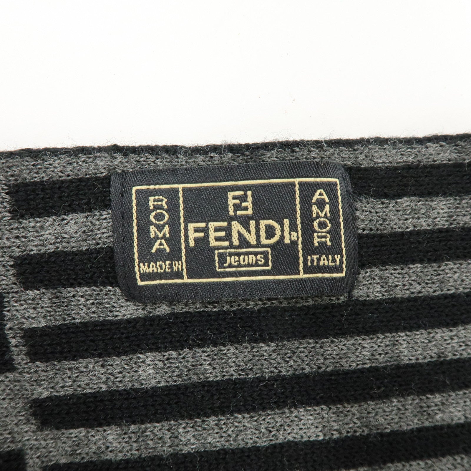 FENDI Set of 2 Zucca Zucchino Wool 100% Scarf Stole Black Gray