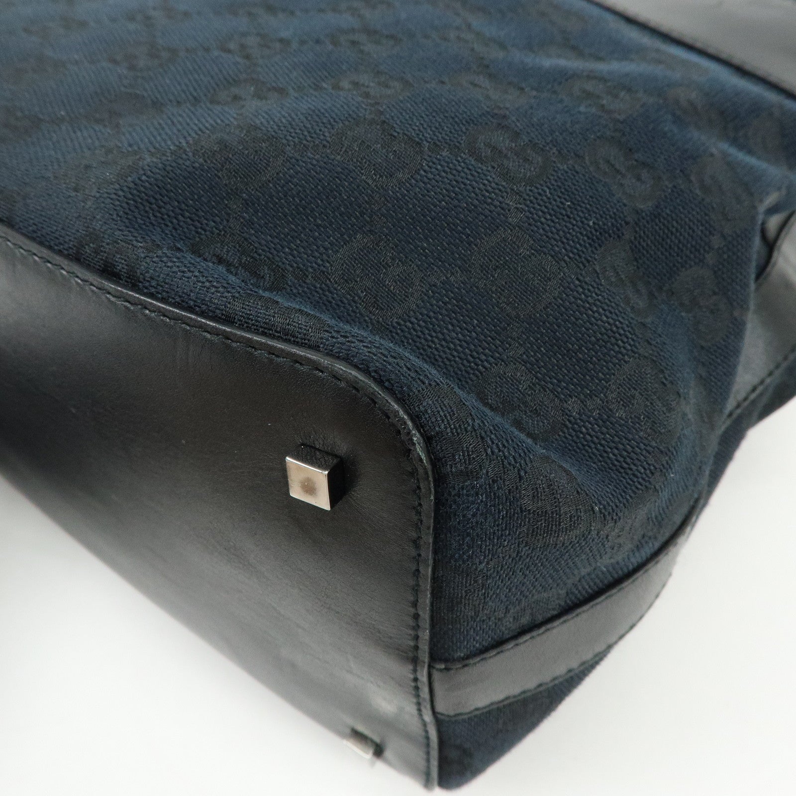 GUCCI GG Monogram Canvas Leather Shoulder Bag Black 001・4298