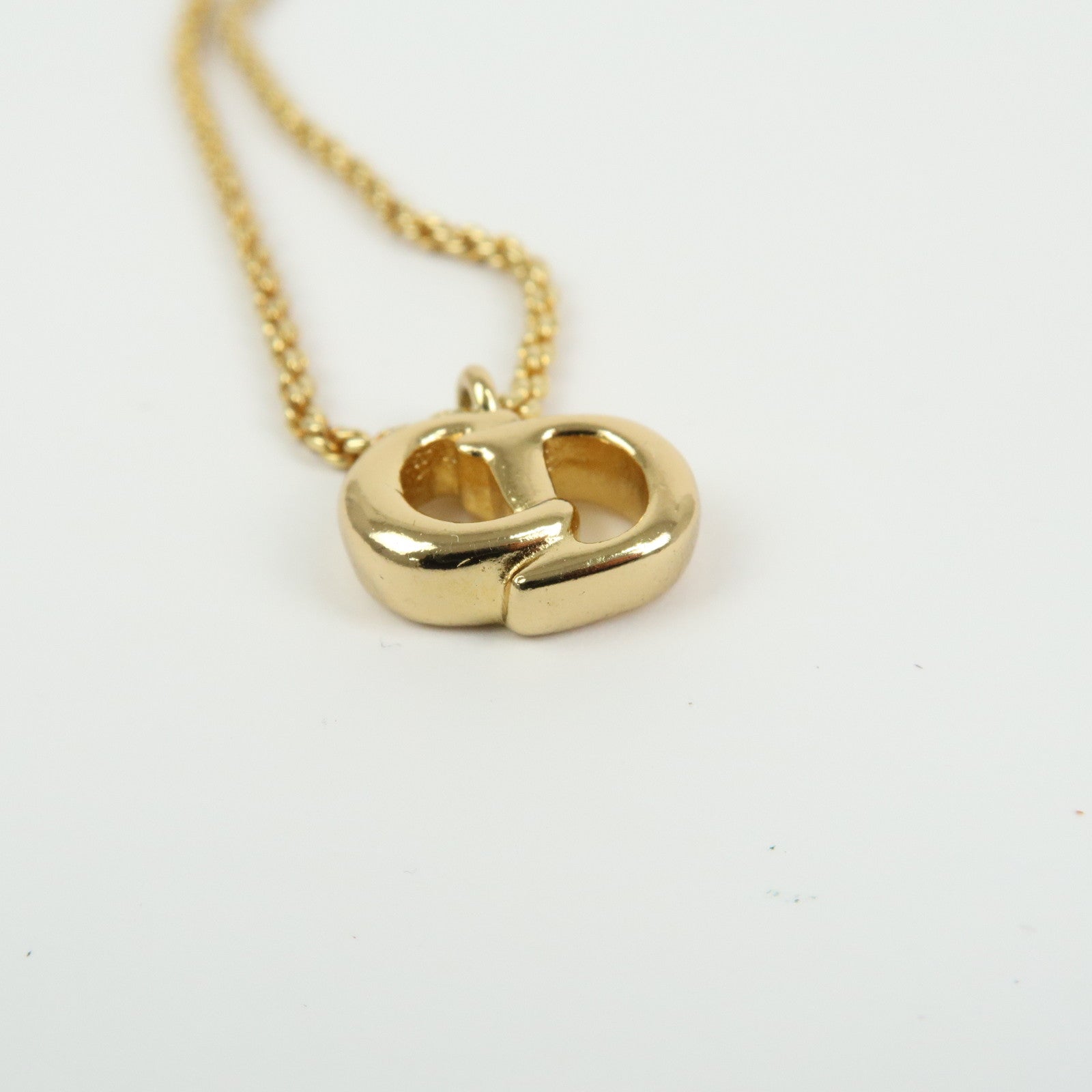 Christian Dior CD Logo Metal Necklace Choker Gold