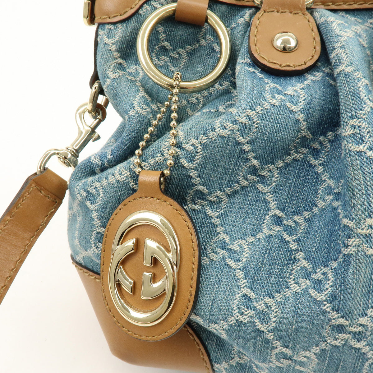GUCCI Sukey GG Denim Leather 2Way Bag Shoulder Bag Blue 247902