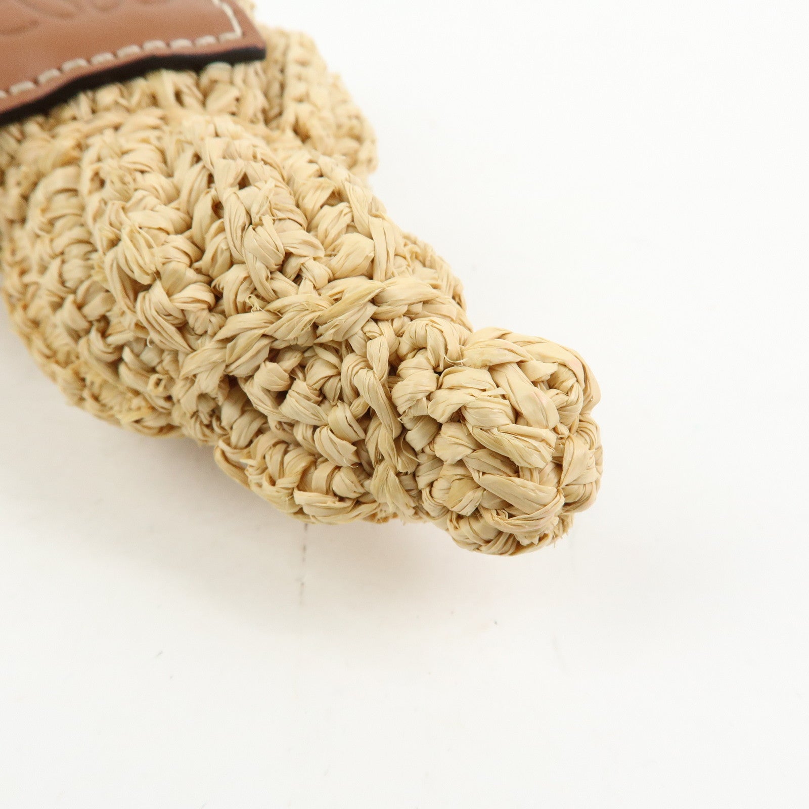 LOEWE Anagram Raffia Leather Shoulder Bag Shell Motif
