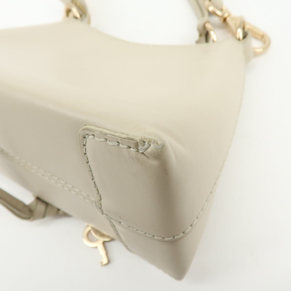 Chloe See By Chloe Joan Leather Hand Bag Clutch Bag Beige