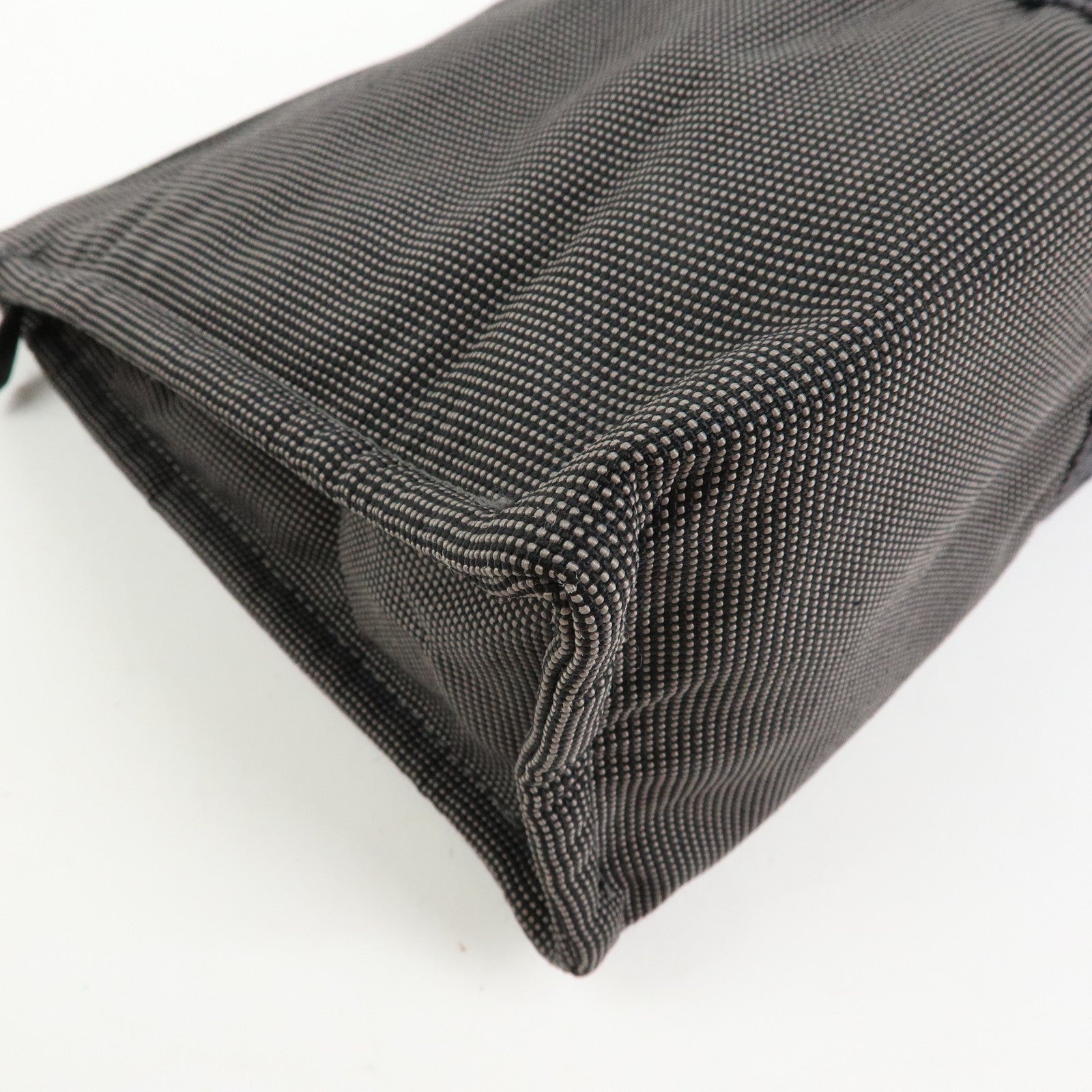 HERMES Herline Polyester Canvas Pouch Clutch Bag Gray Black