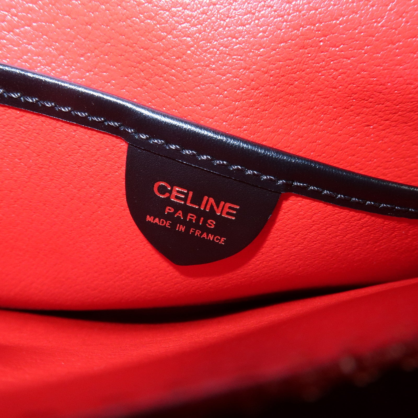 CELINE Leather 2WAY Bag Top Handle Bag Shoulder Bag Black