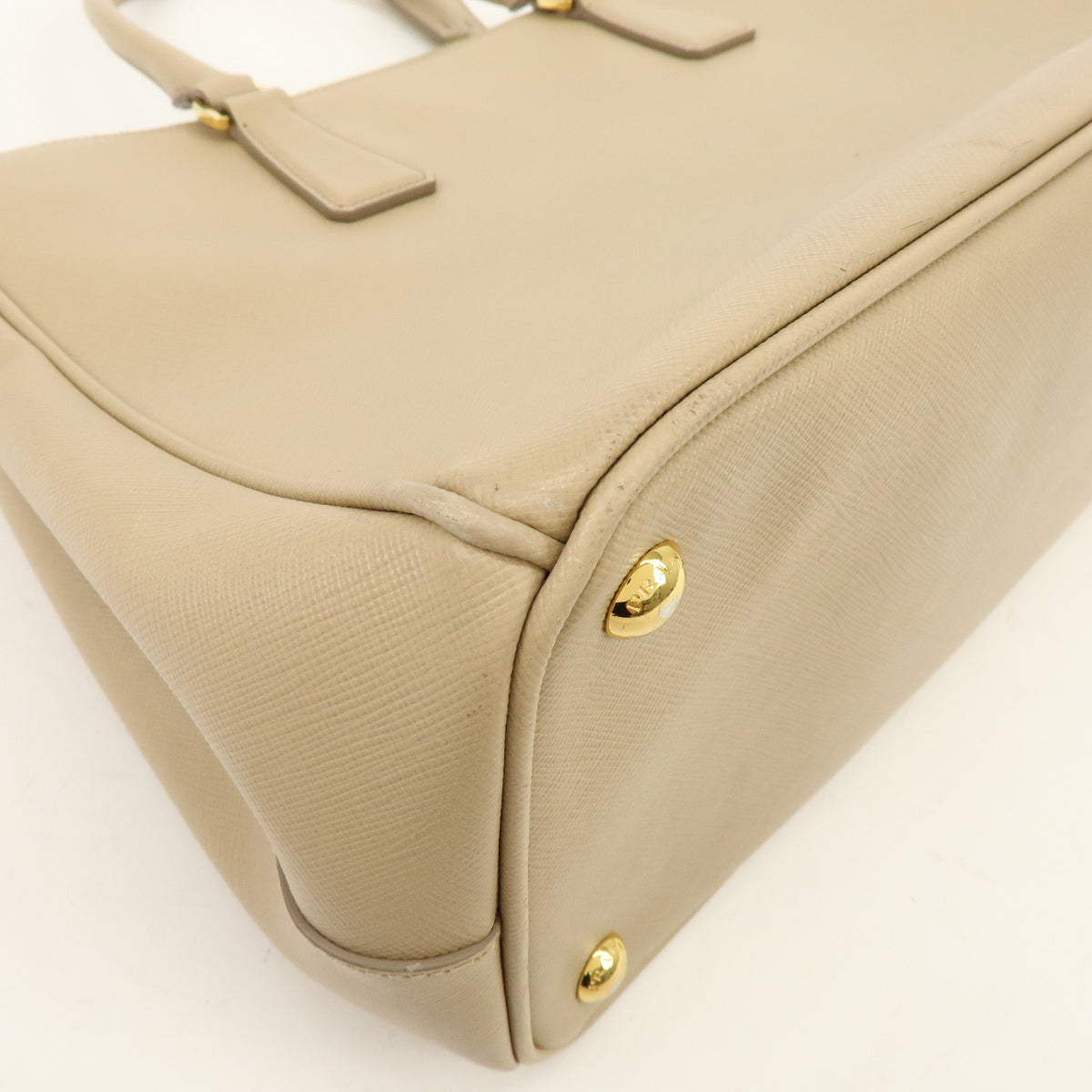 PRADA Triangle Logo Galleria Saffiano Leather 2Way Bag  Beige 1BA274