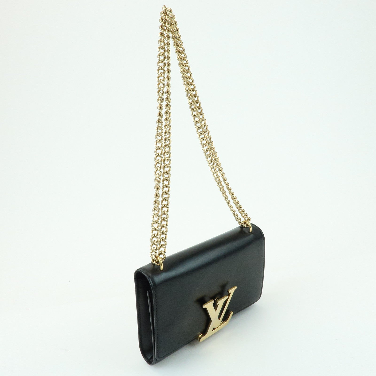 Louis Vuitton Pochette Louise MM Leather Chain Shoulder Bag Noir M51033
