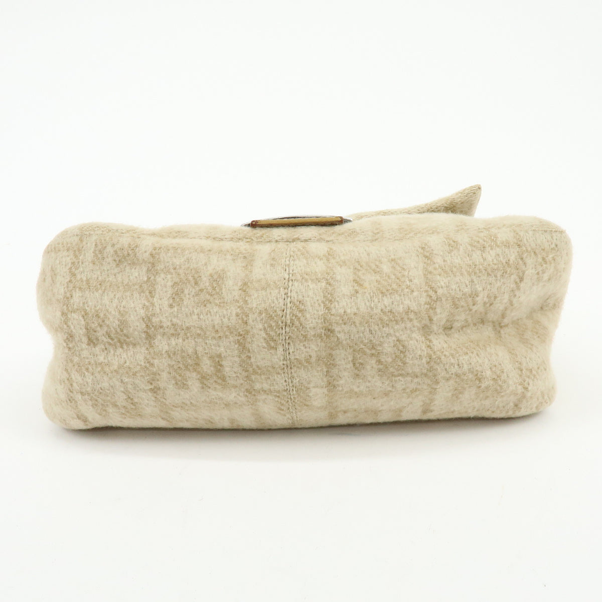 FENDI Mamma Baguette Zucca Wool Leather Shoulder Bag Beige 26325