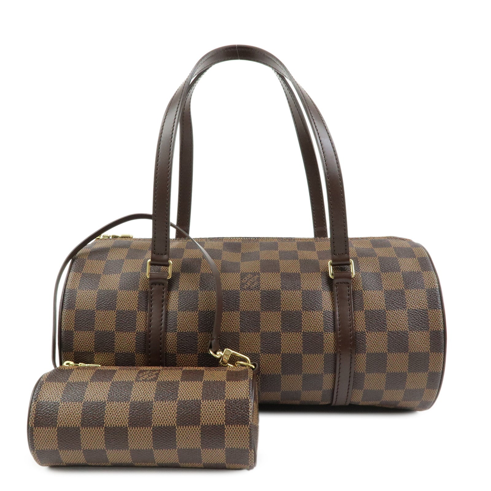 Louis Vuitton Damier Ebene Papillon 30 Hand Bag & Pouch Brown N51303
