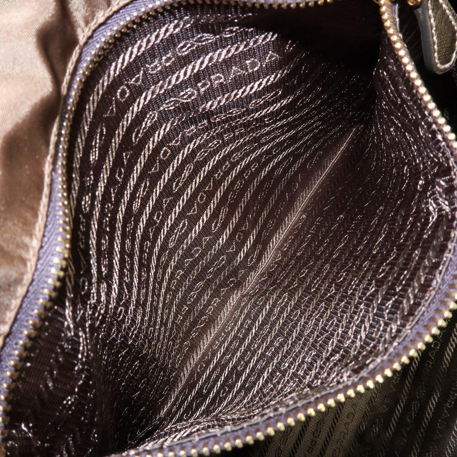 PRADA Bijoux Bear Motif Nylon Saffiano Leather Tote Bag Khaki Gold