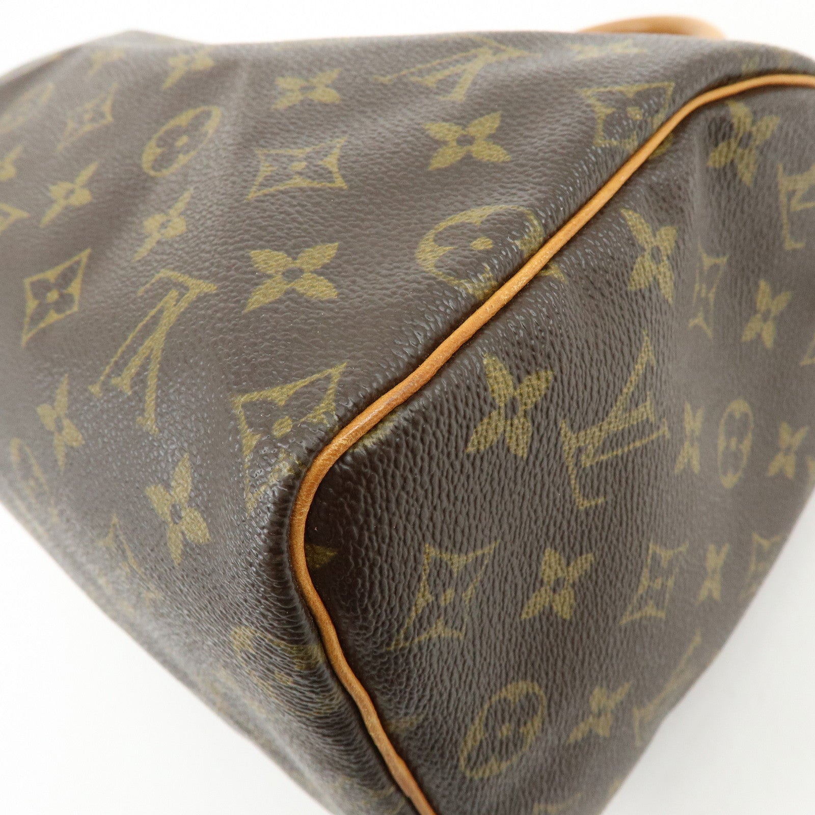Louis Vuitton Monogram Speedy 25 Canvas Leather Boston Bag Brown M41528
