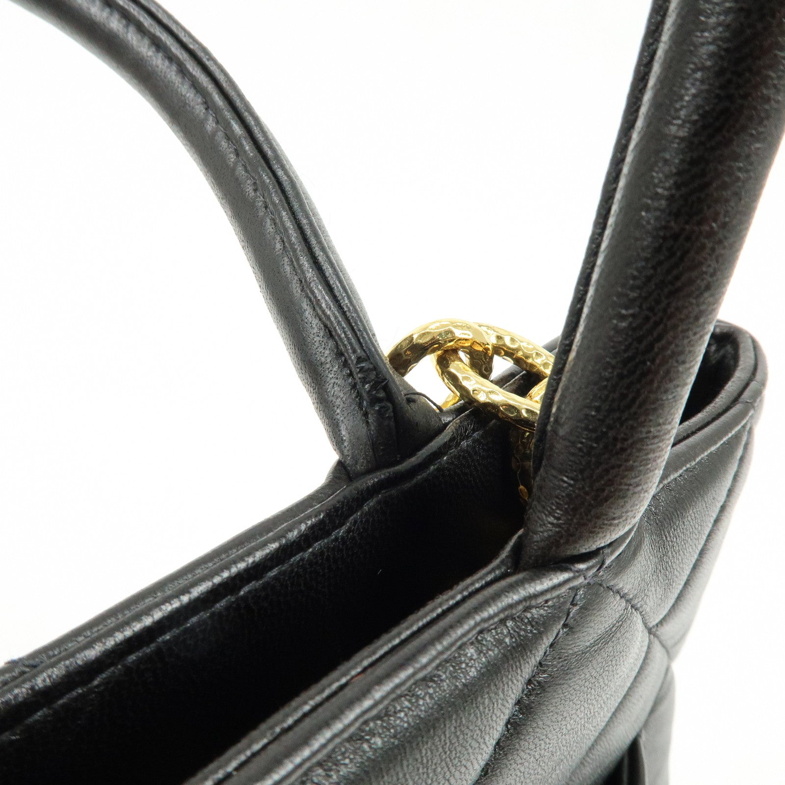 CHANEL Matelasse COCO Mark Calf Skin Medallion Tote Bag Black A01804