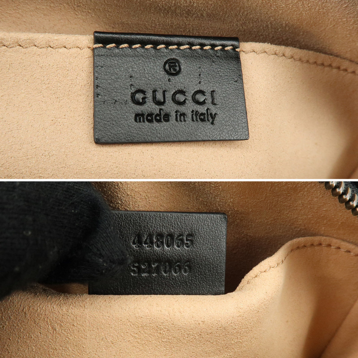 GUCCI GG Marmont Double G Shevron Leather Shoulder Bag Black 448065
