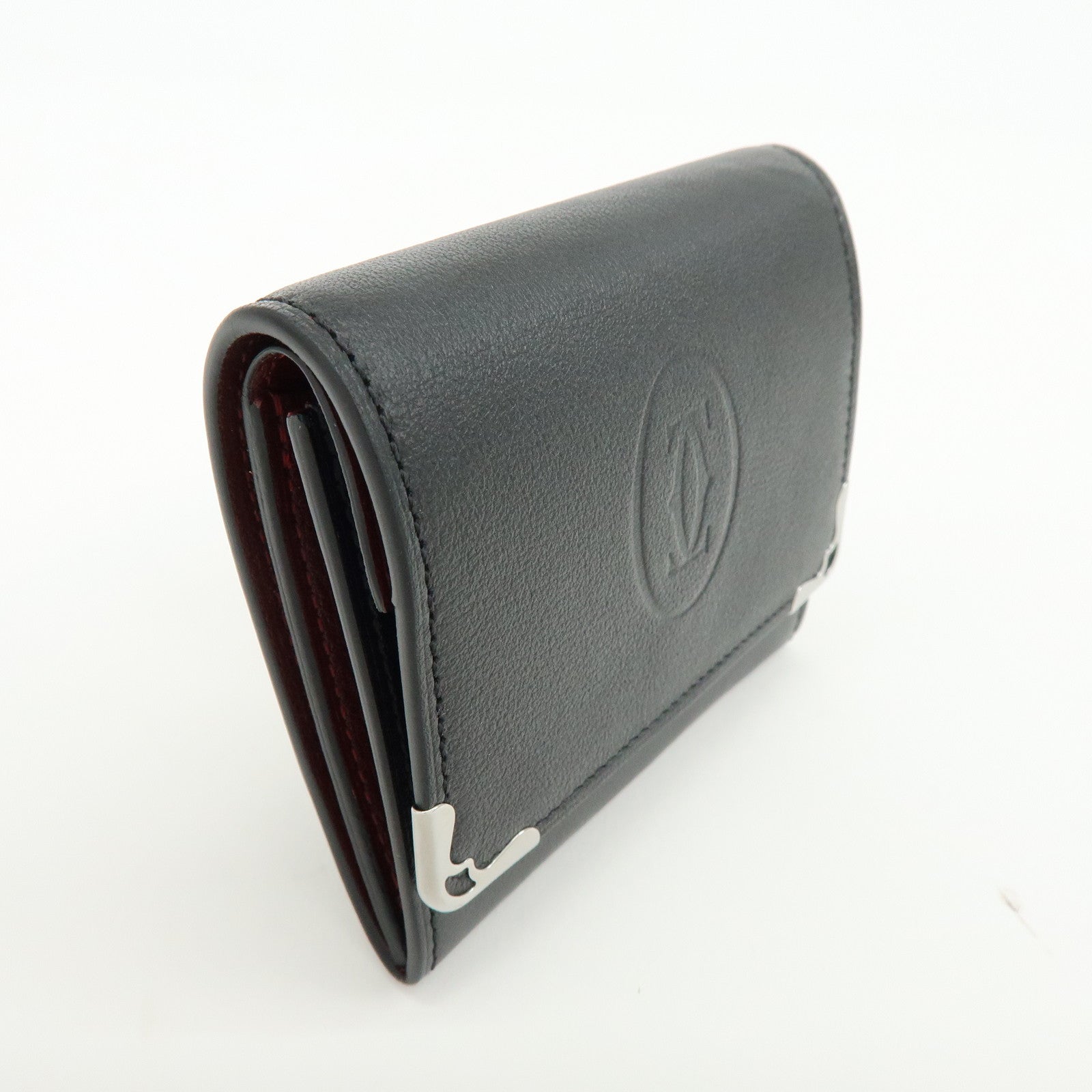 Cartier Must De Cartier Leather Coin Case Coin Purse Black