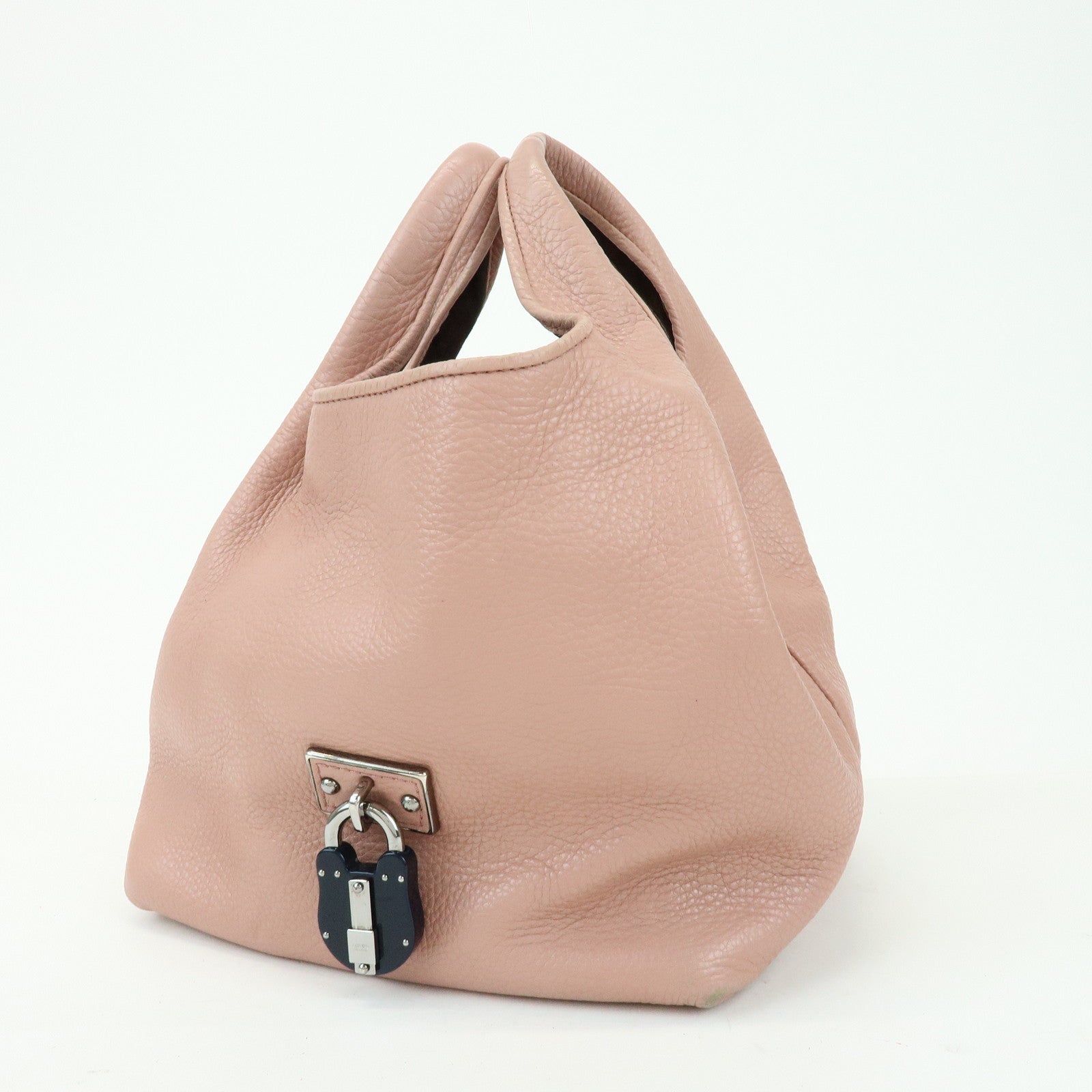 LOEWE Calle PM Leather Hand Tote Bag Bear Lock Charm Pink
