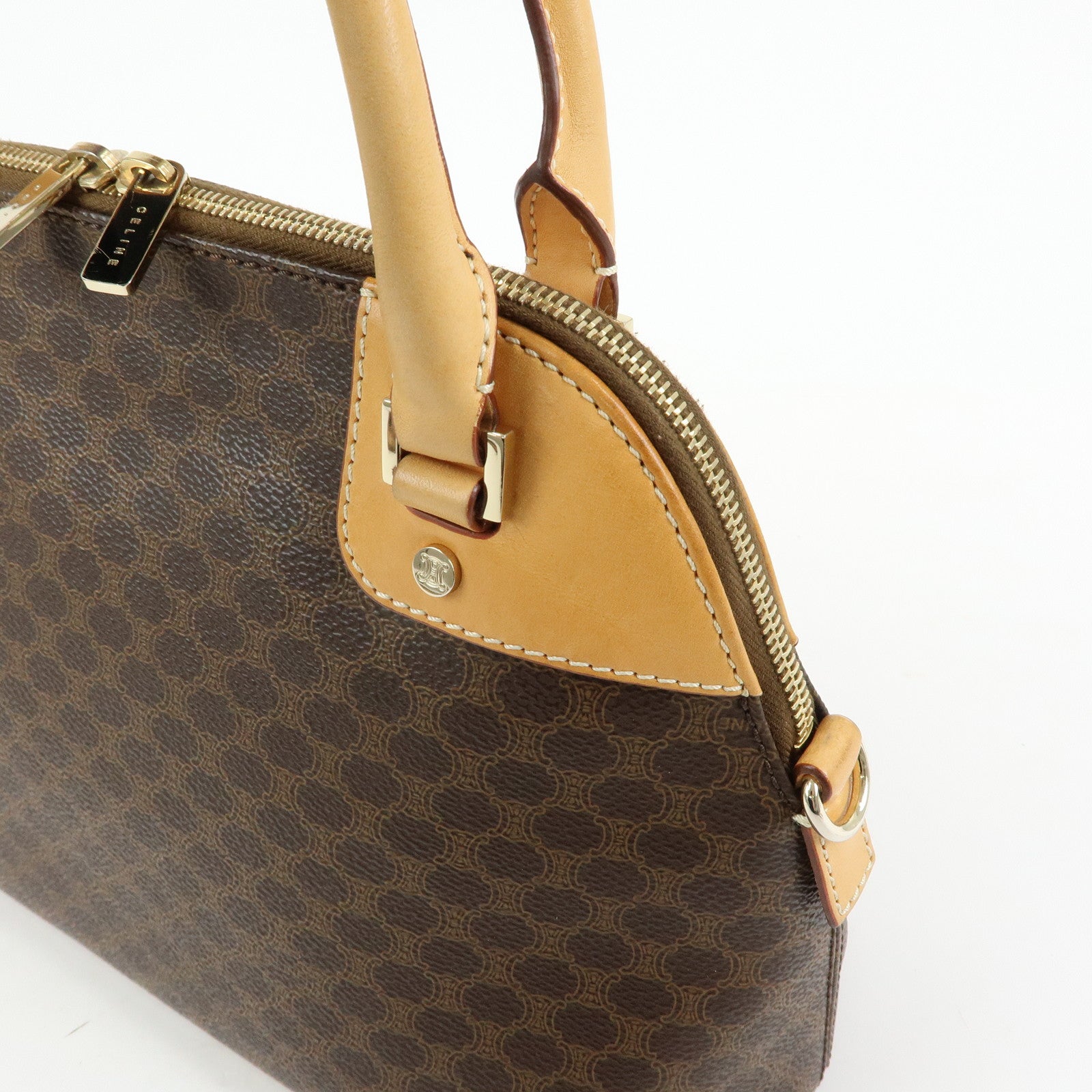 CELINE Macadam PVC Leather 2Way Bag Hand Bag Brown
