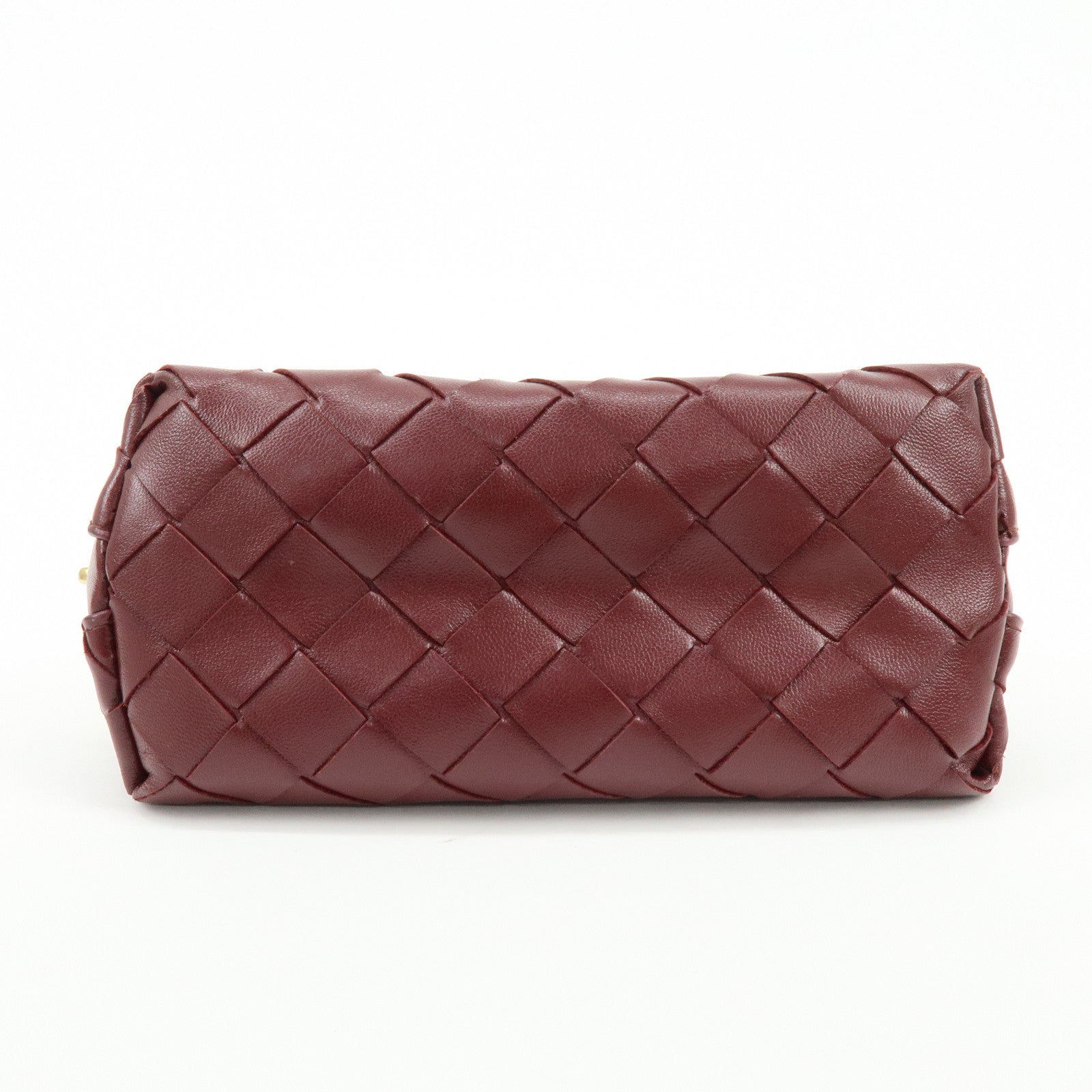 BOTTEGA VENETA Intrecciato Leather Pouch Cosmetic Case Bordeaux　