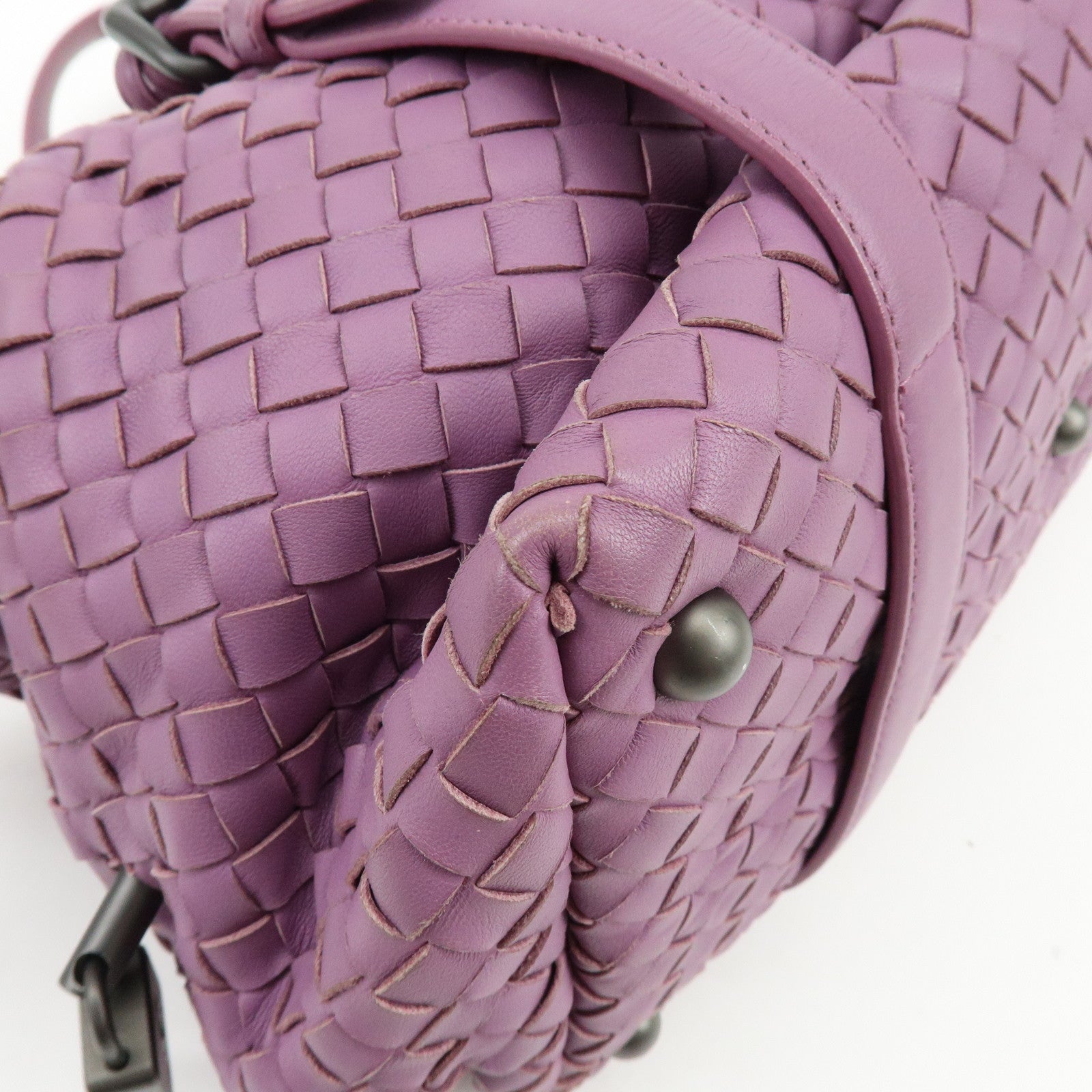 BOTTEGA VENETA Intrecciato Leather Shoulder Bag Hand Bag Purple