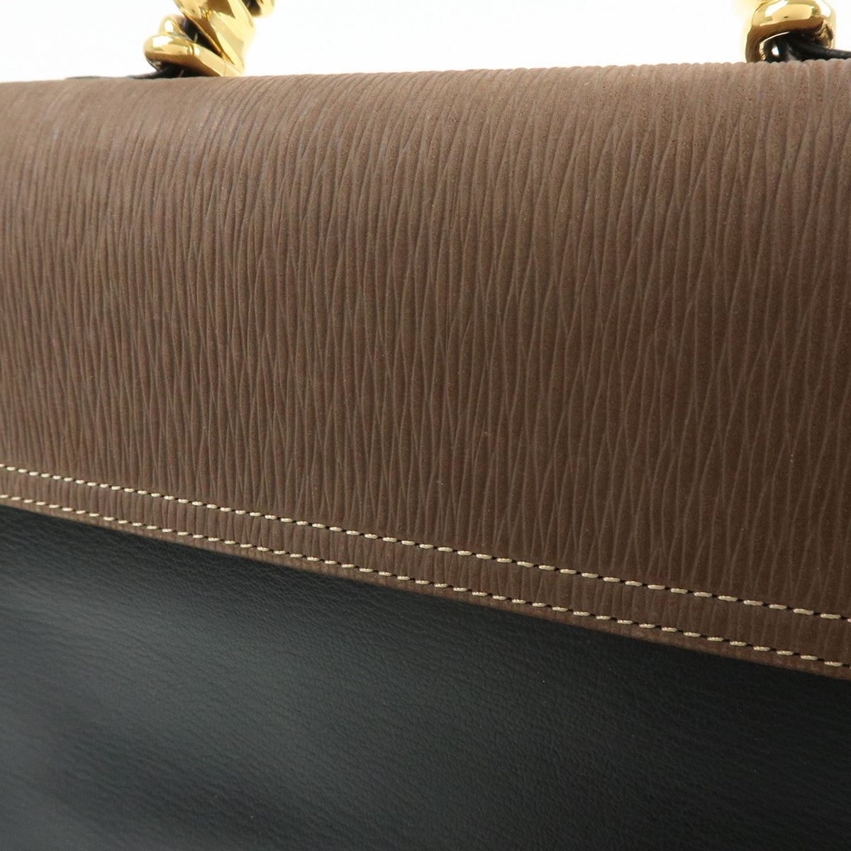 LOEWE Velazquez Leather Suede 2Way Bag Hand Bag Twist Handle Moca Black