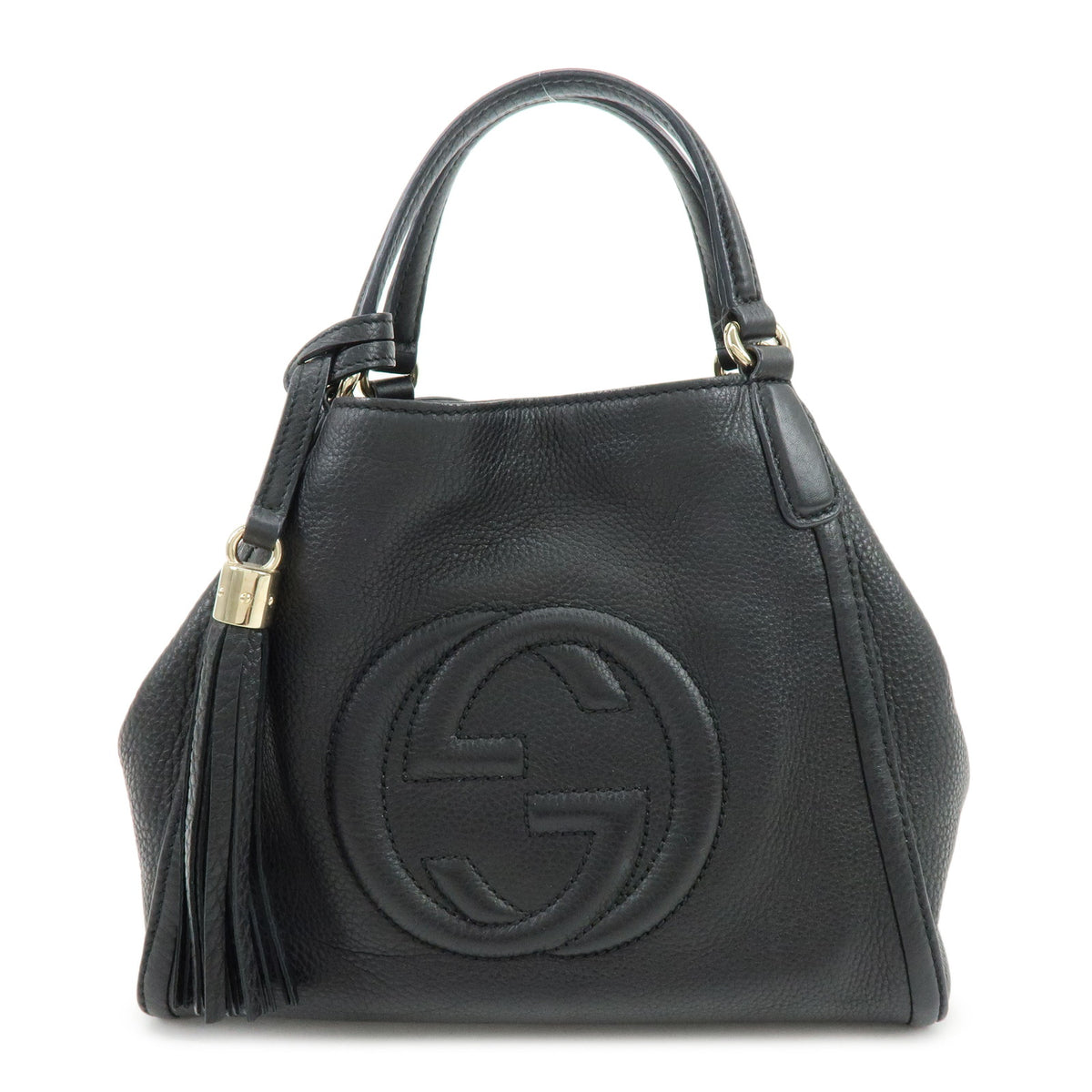 GUCCI SOHO Interlocking G Leather 2Way Bag Hand Bag Black 336751