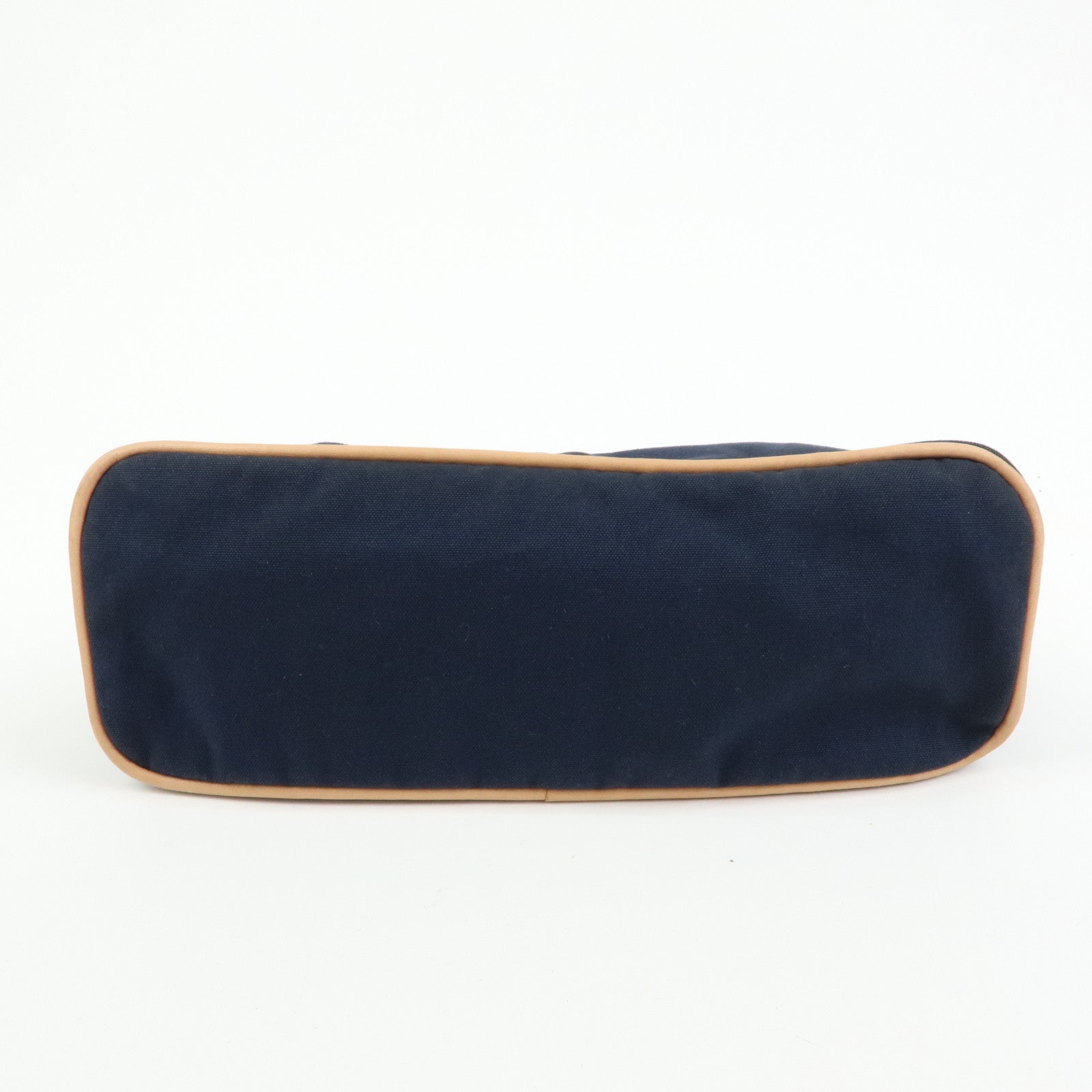 HERMES Bolide Pouch GM Cotton Leather Cosmetic Pouch Navy