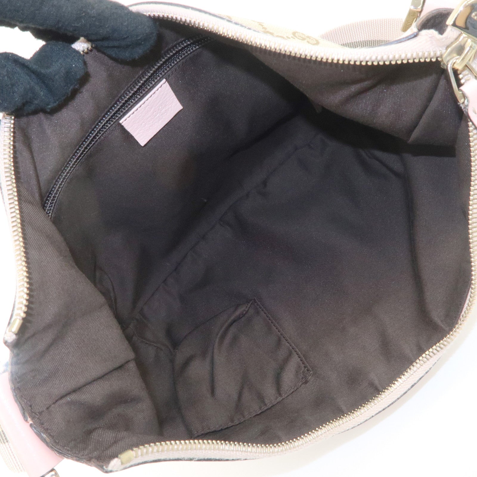 GUCCI GG Canvas Leather Shoulder Bag Crossbody Bag Beige Pink 181092 Used