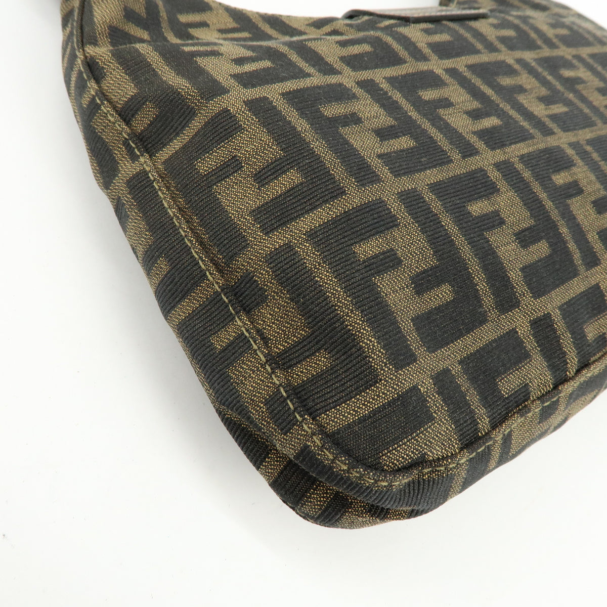 FENDI Zucca Canvas Leather Shoulder Bag Hand Bag Brown Black 26569