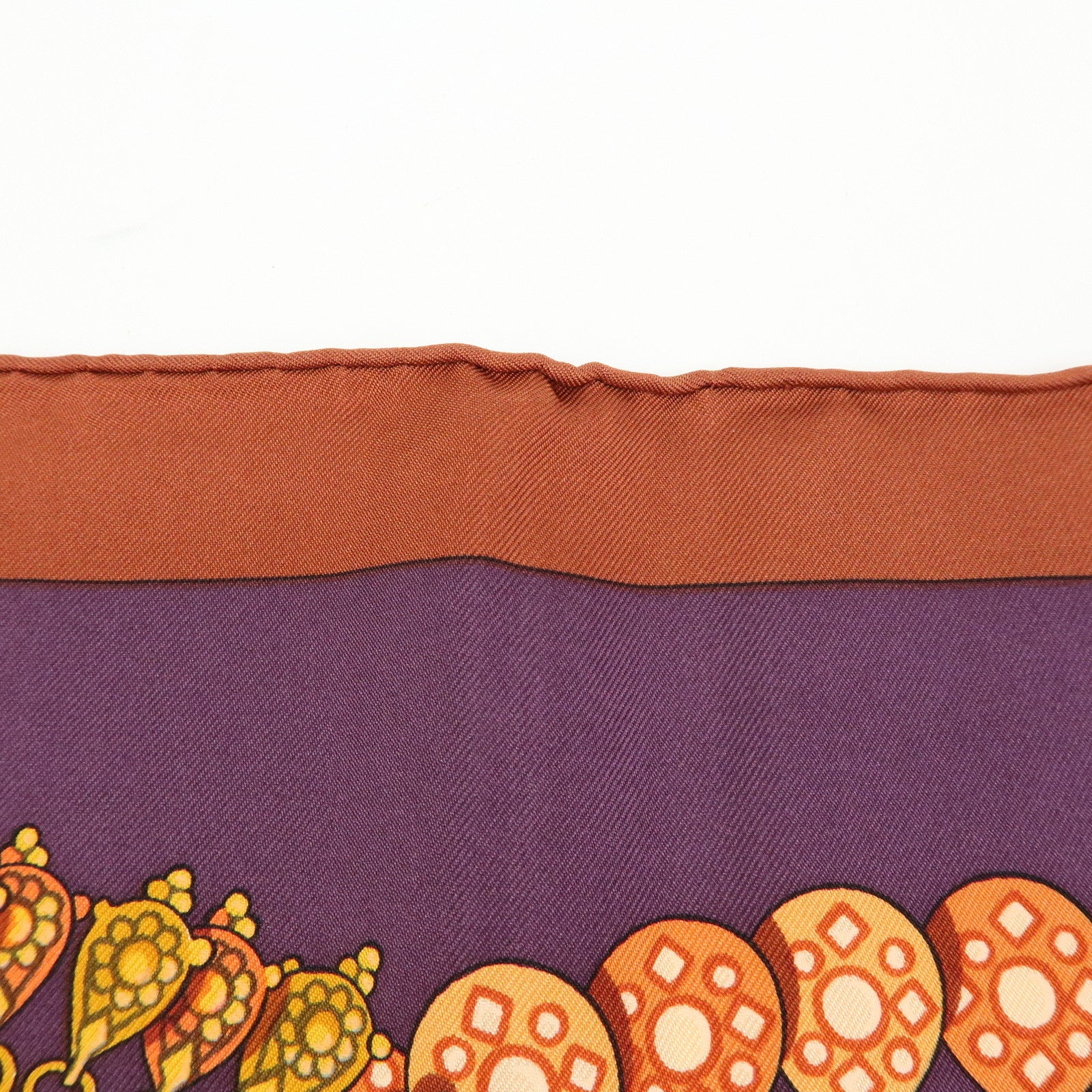 HERMES Carre 90 Silk 100% Scarf KOSMIMA Jewelry Brown Mustard Purple