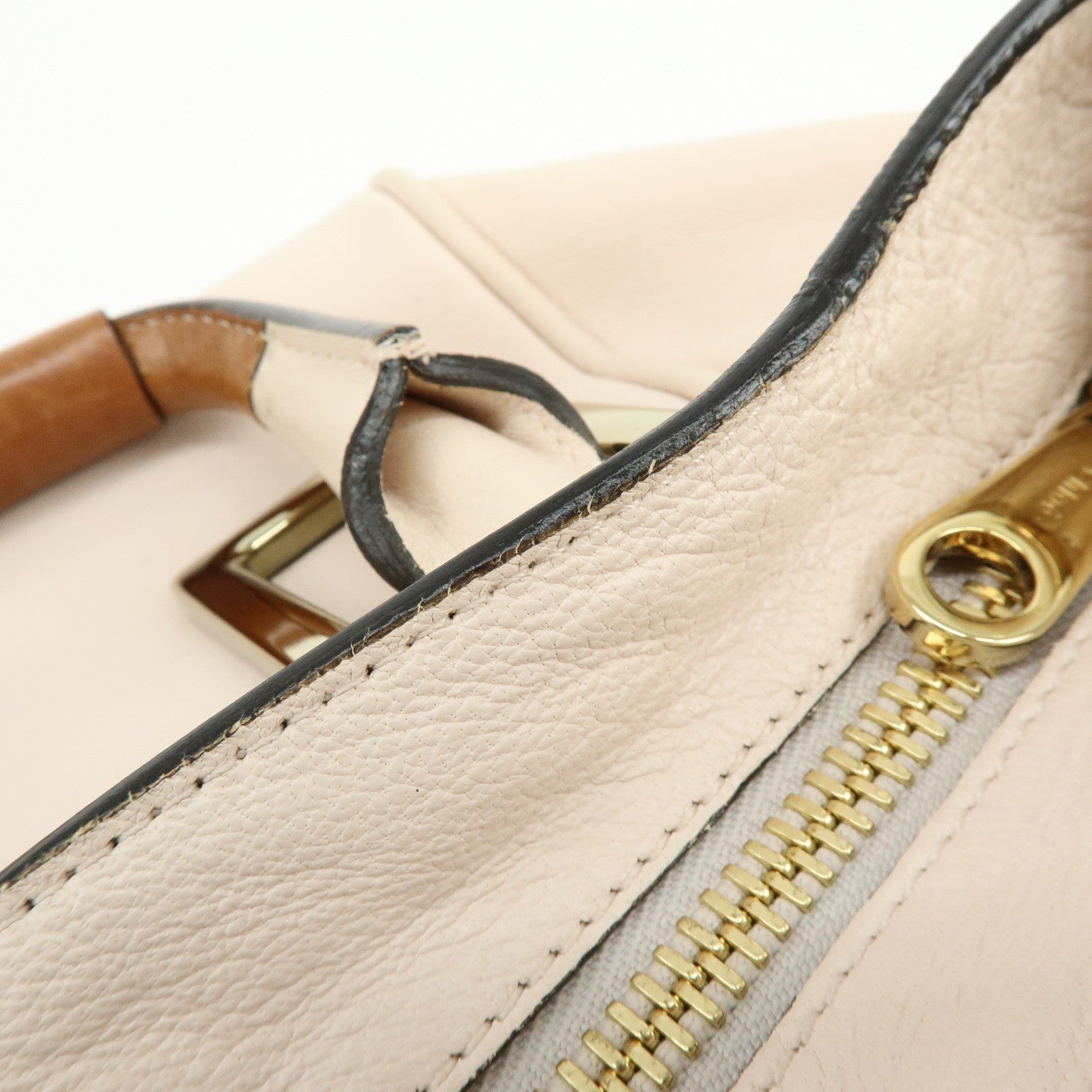 Chloe Ethel Leather 2Way Bag Shoulder Bag Hand Bag Light Beige