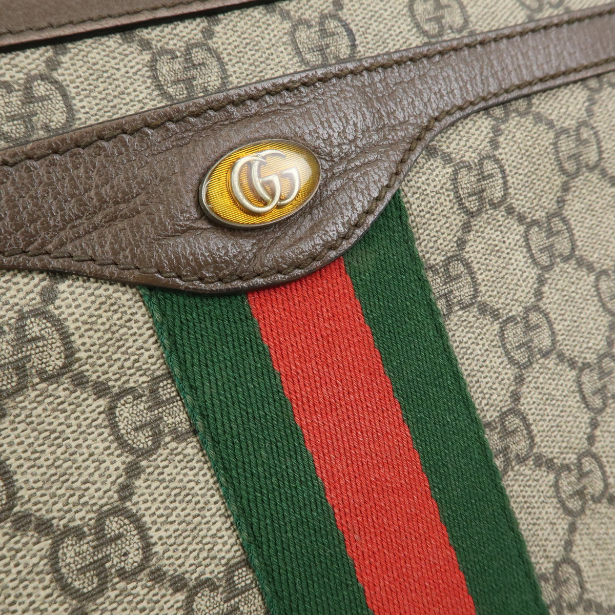 GUCCI Ophidia Sherry GG Supreme Leather Shoulder Bag Beige Brown 523354