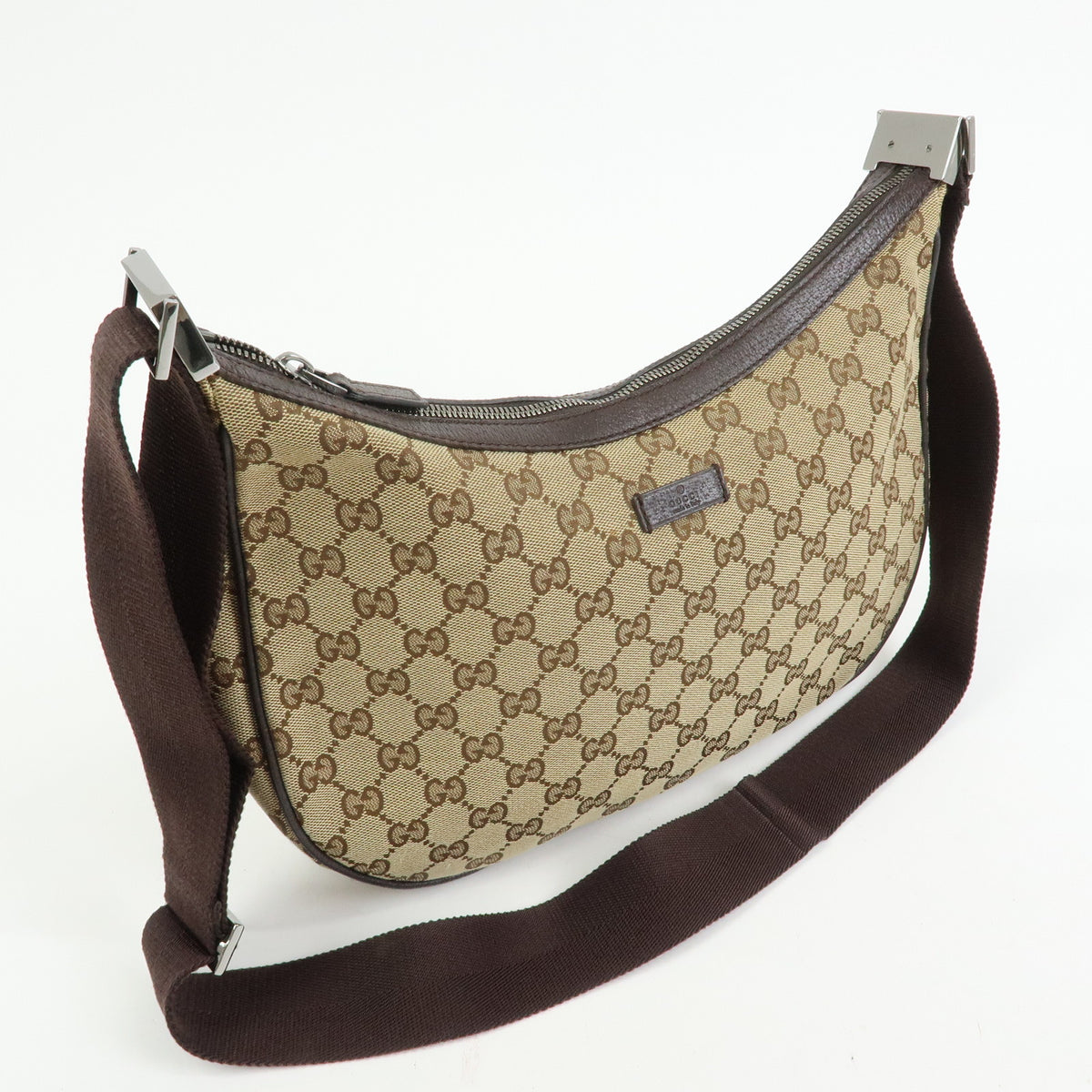 GUCCI GG Canvas Leather Shoulder Bag Crossbody Bag Beige Brown 122790