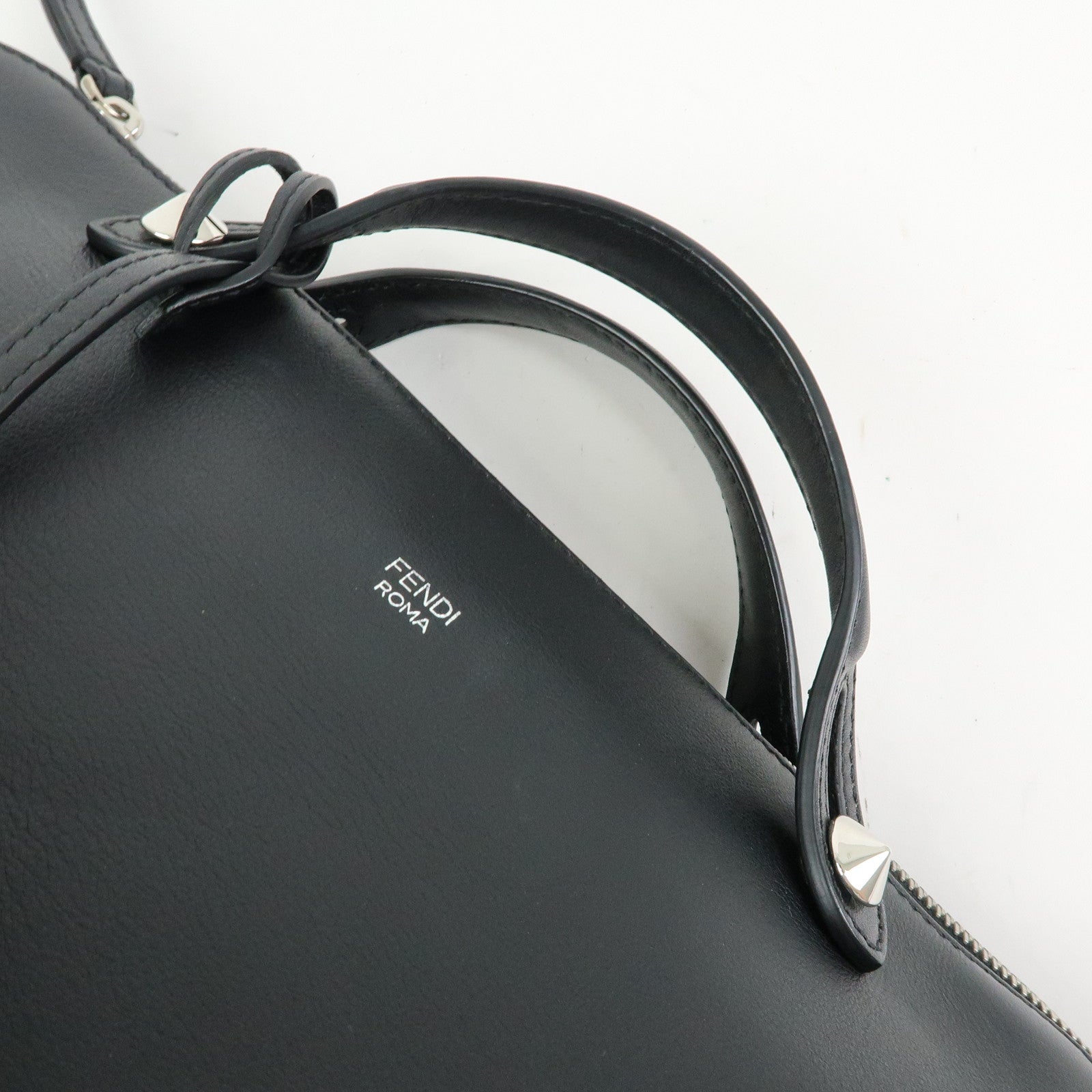 FENDI By The Way Large Leather 2Way Bag Hand Bag Black 8BL125