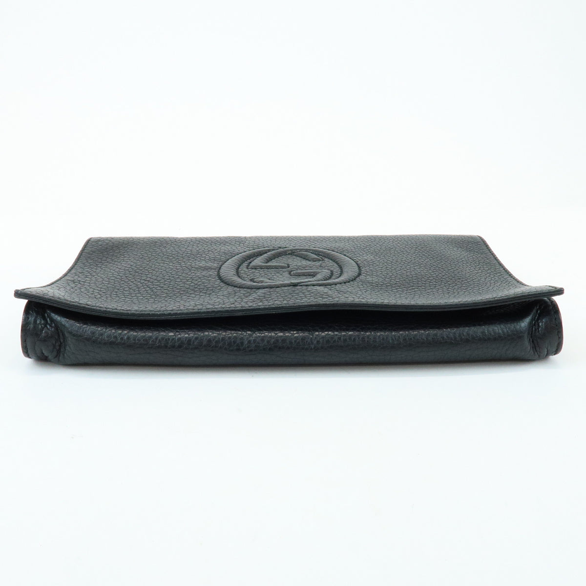 GUCCI SOHO Interlocking G Leather Clutch Bag Flat Pouch Black 336753