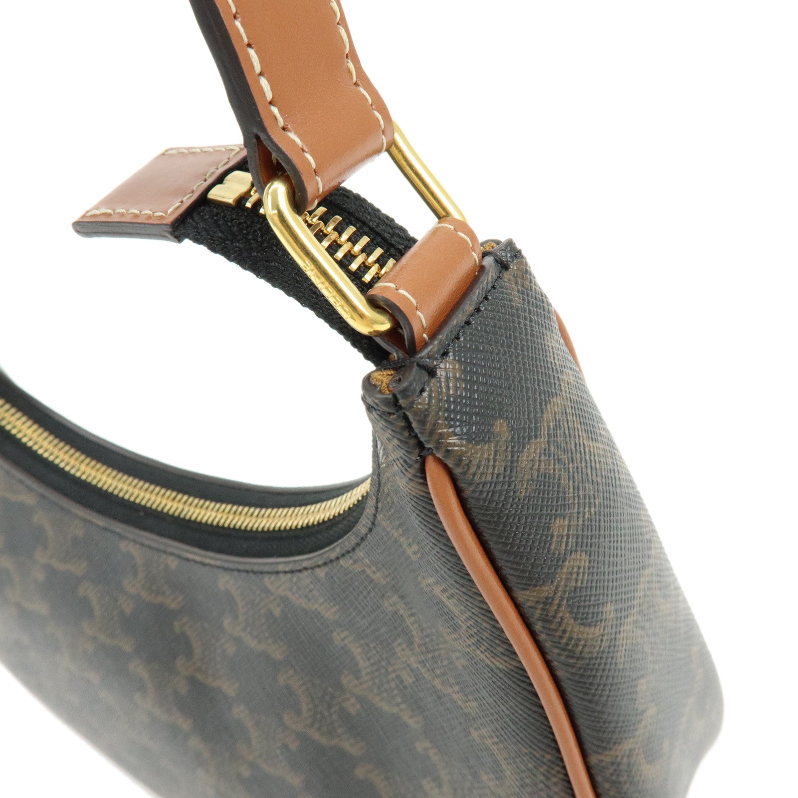 CELINE AVA PVC Leather Shoulder Bag Hand Bag Black Brown