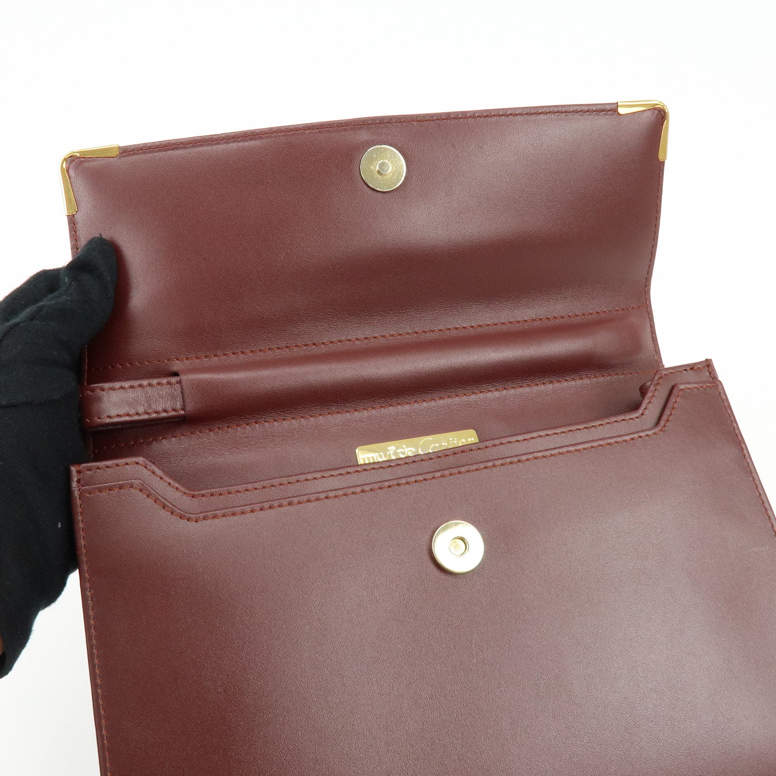 Cartier Must de Cartier Leather Clutch Bag Bordeaux