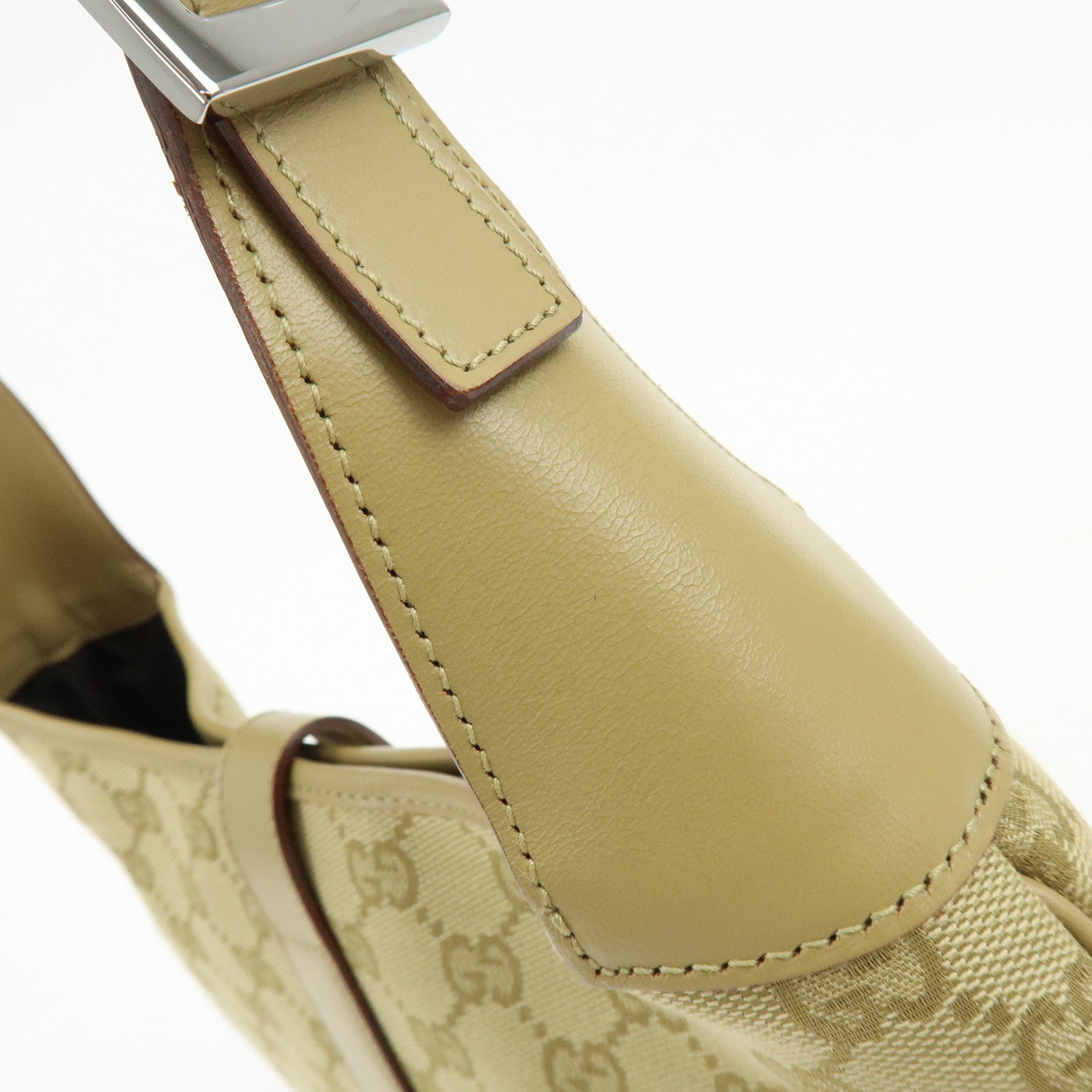 GUCCI Jackie Sherry GG Canvas Leather Shoulder Bag Beige 00963 001998