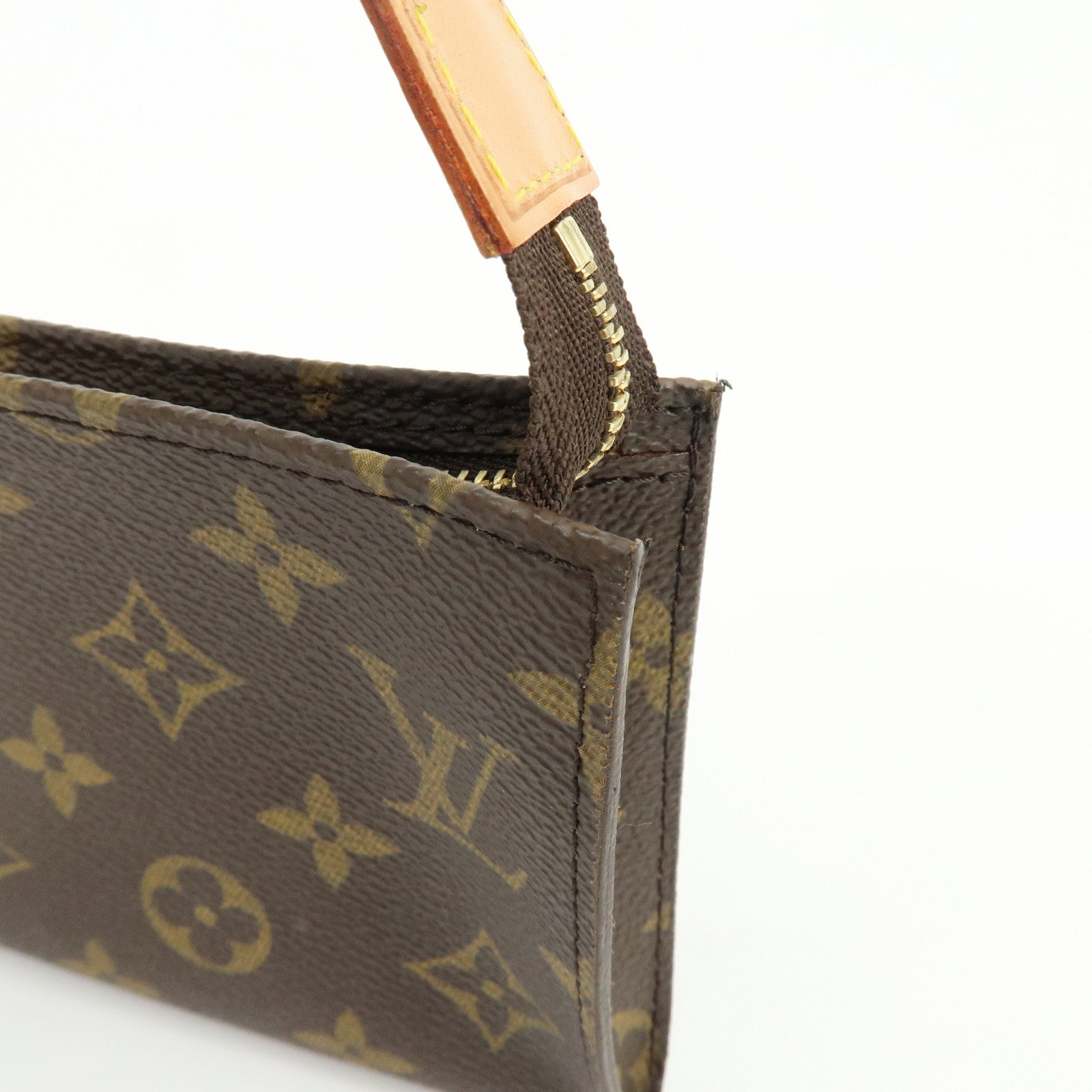Louis Vuitton Monogram Leather Pouch for Baguette GM Brown Gold