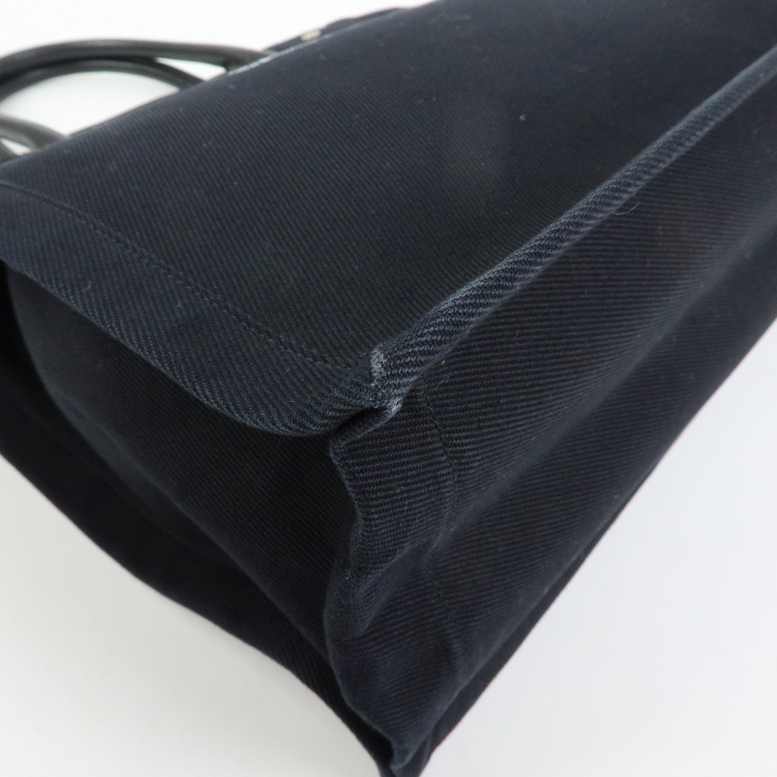SAINT LAURENT PARIS Rive Gauche Canvas Leather Tote Bag Black 632539