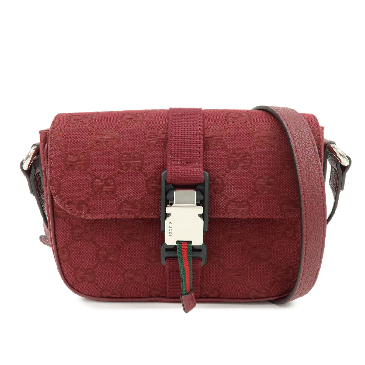 GUCCI Sherry GG Canvas Leather Shoulder Crossbody Bag Bordeaux 802100