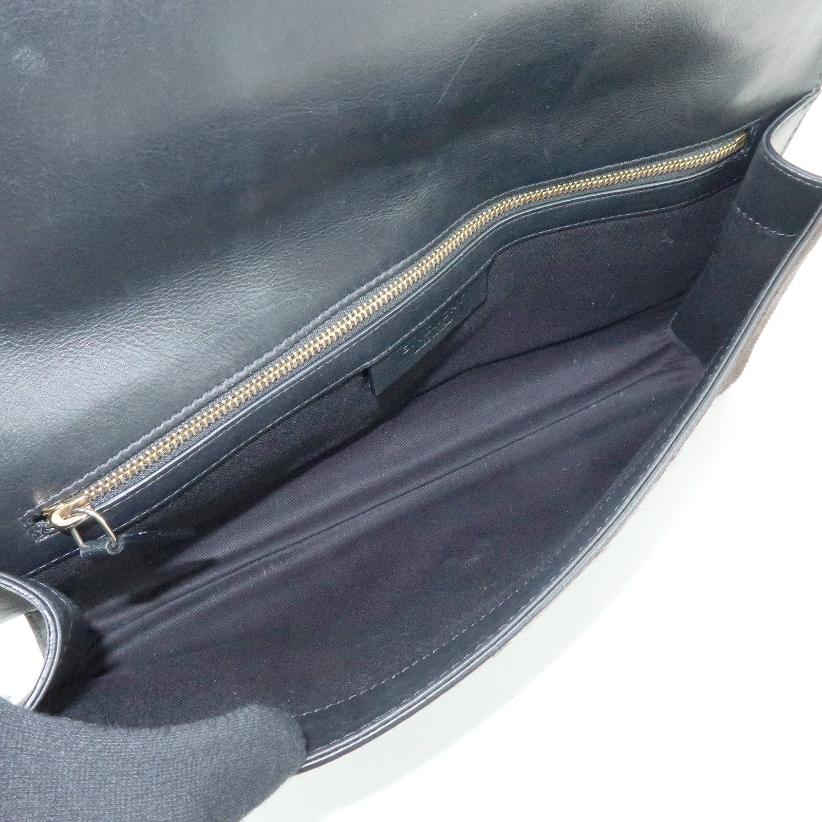 GIVENCHY Pony Hair Leather Clutch Bag Flat Pouch Brown Red TE0142