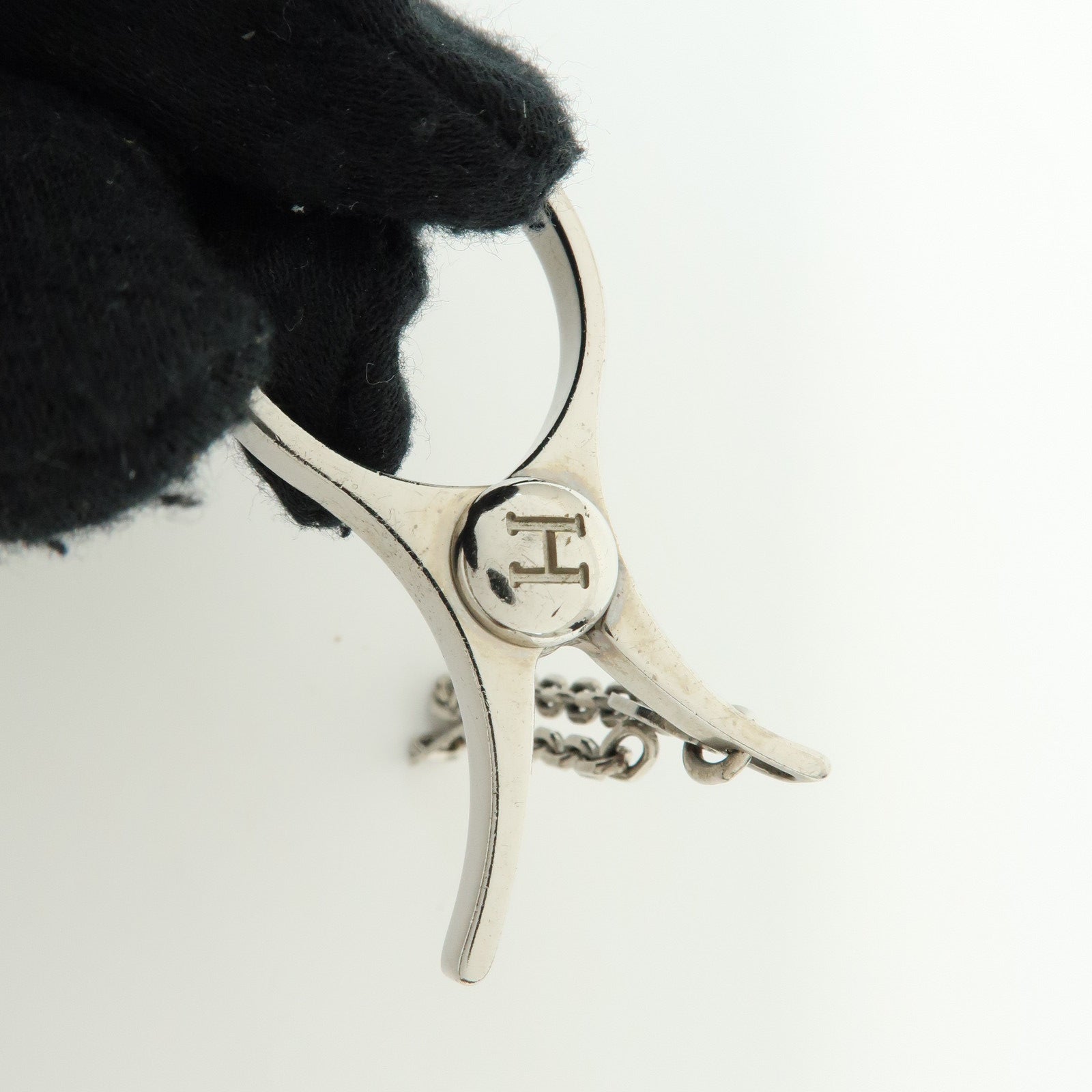 HERMES Filou Metal Glove Clip Glove Holder Palladium Silver