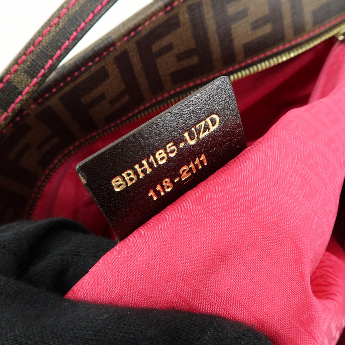 FENDI Zucca PVC Leather Tote Bag Shoulder Bag Brown Black Pink 8BH185