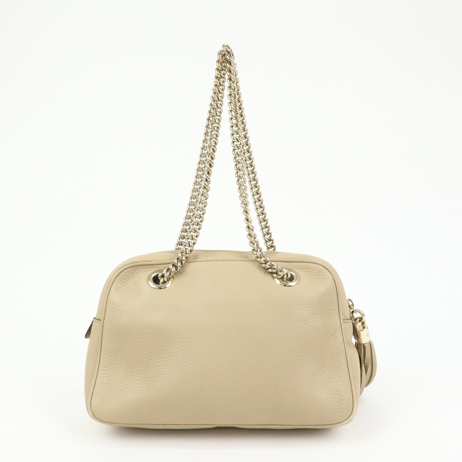GUCCI SOHO Interlocking G Leather Shoulder Bag Beige 308983