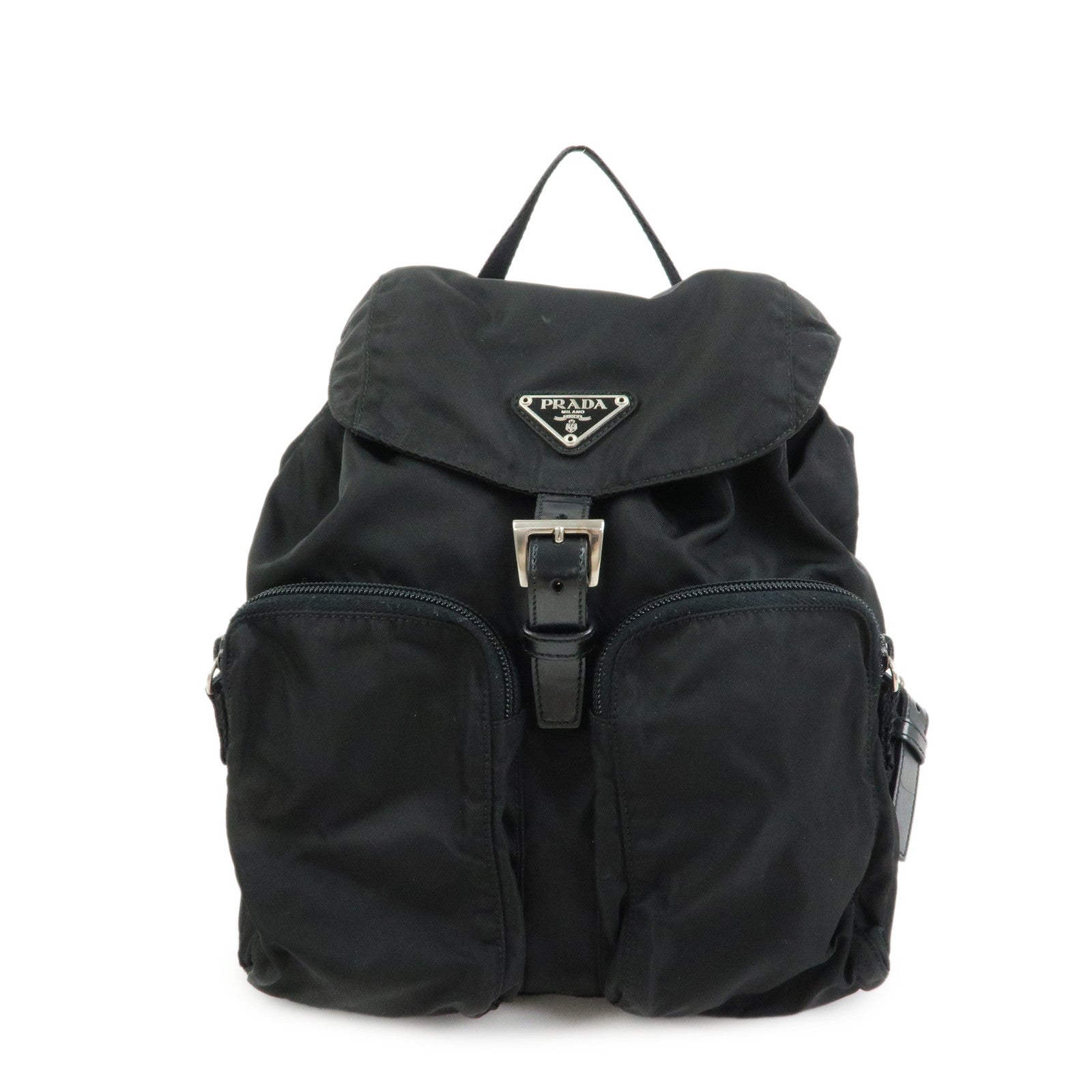 PRADA Triangle Logo Nylon Backpack Rucksack Black 1BZ005