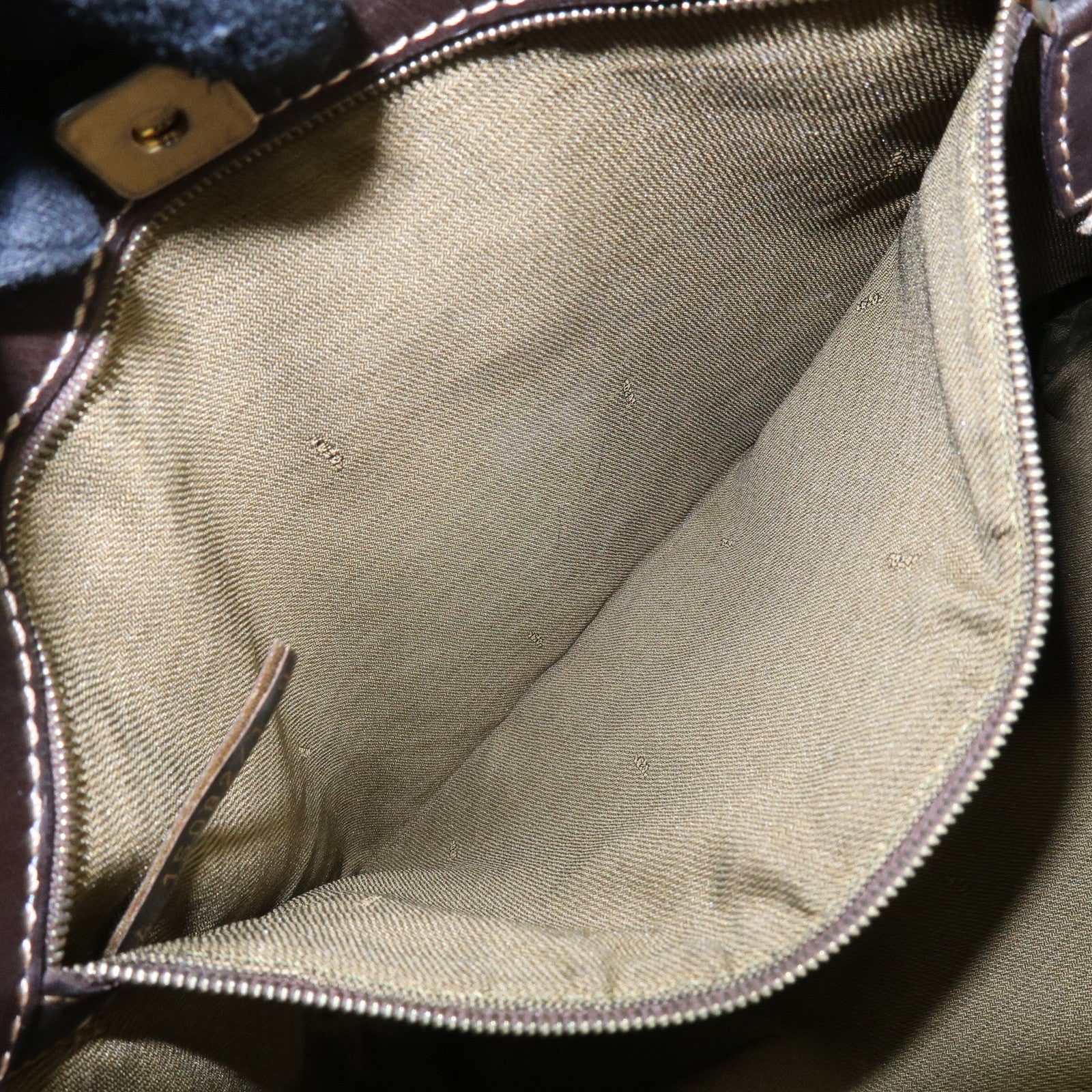 FENDI Zucca Jacquard Canvas Leather Shoulder Bag Brown Black