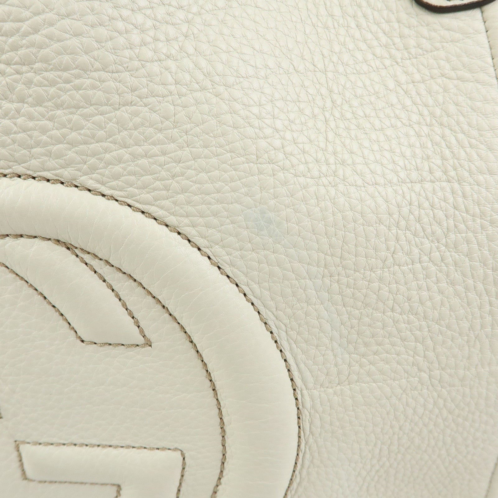 GUCCI SOHO Interlocking G Calf Leather Tote Shoulder Bag Ivory 282309