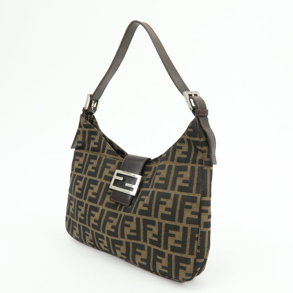 FENDI Zucca Canvas Leather Hand Bag Shoulder Bag Brown 26569