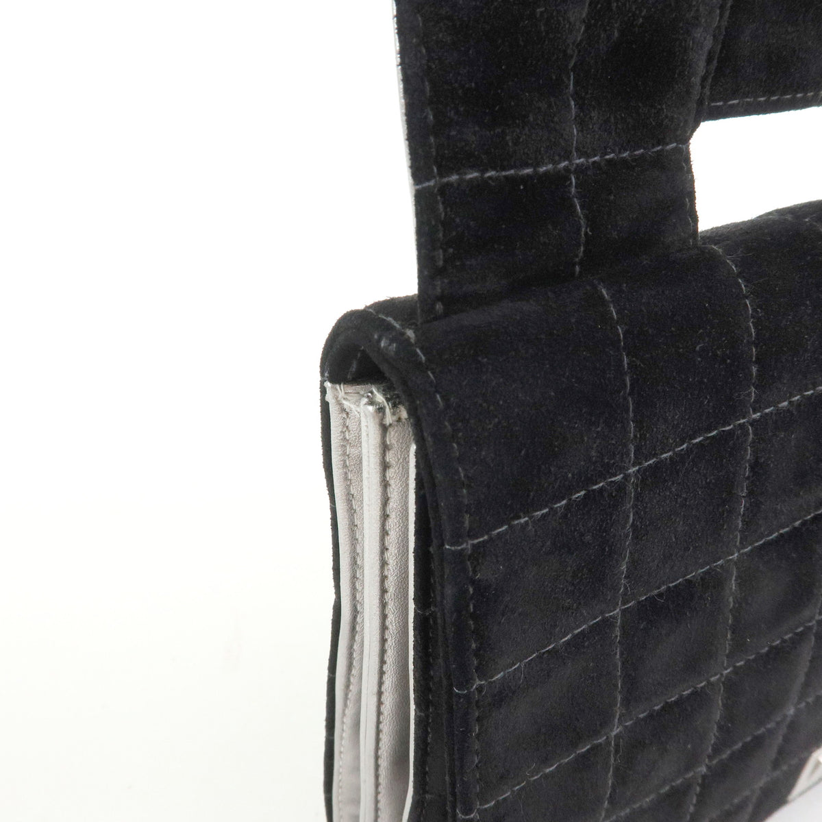 CHANEL Chocolate Bar Suede Leather Shoulder Bag Crossbody Bag Black