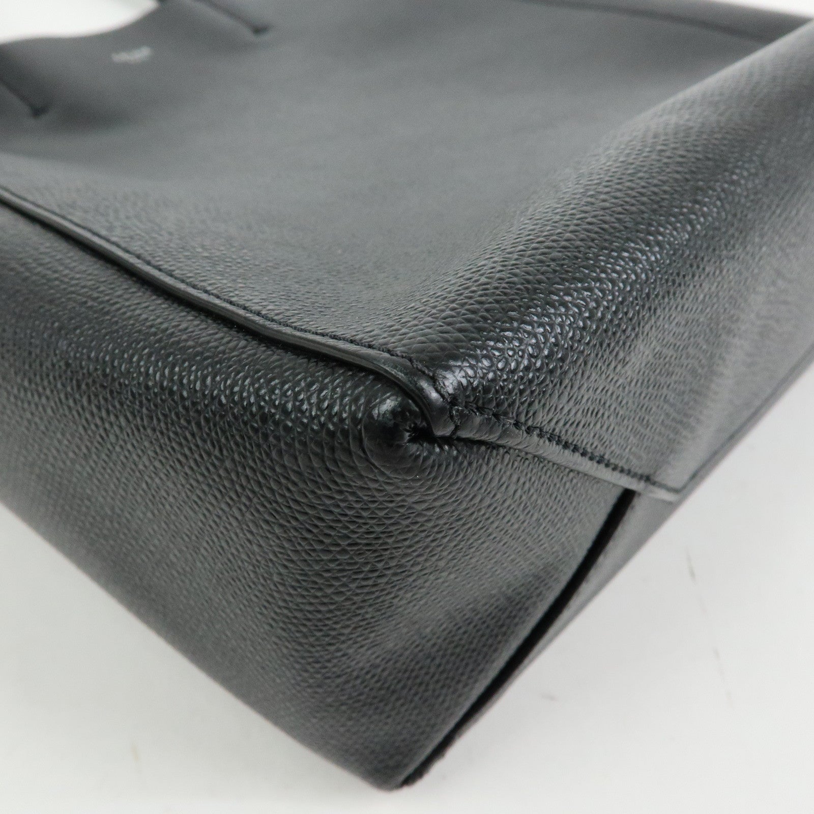 CELINE Party Cal Cabas Leather 2WAY Bag Tote Bag Hand Bag Black