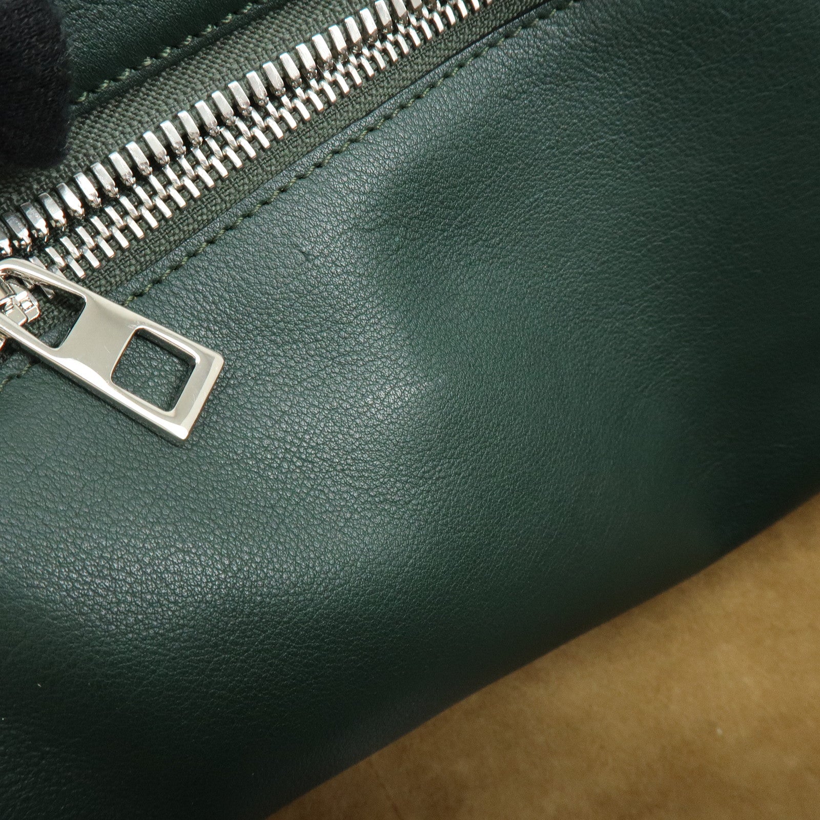 LOEWE Anagram Amazona Leather Boston Bag Hand Bag Dark Green